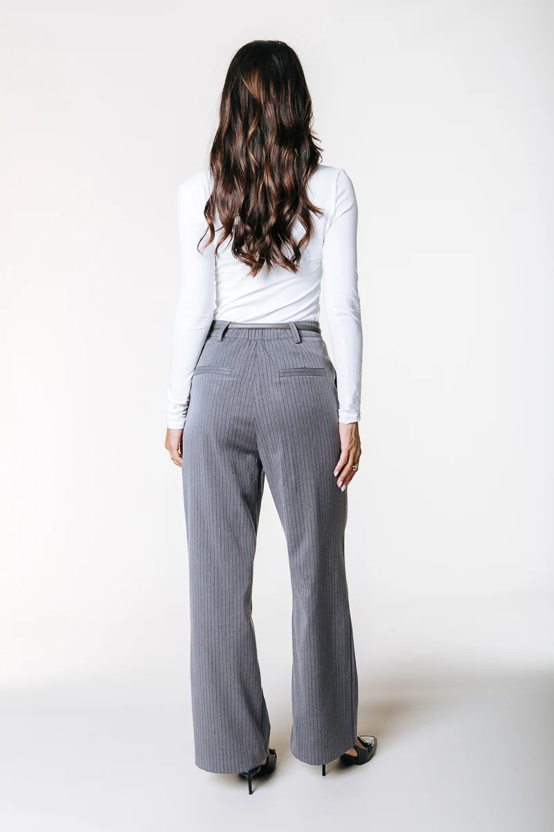 Rus Pinstripe Straight Pants | Grey - Image 3