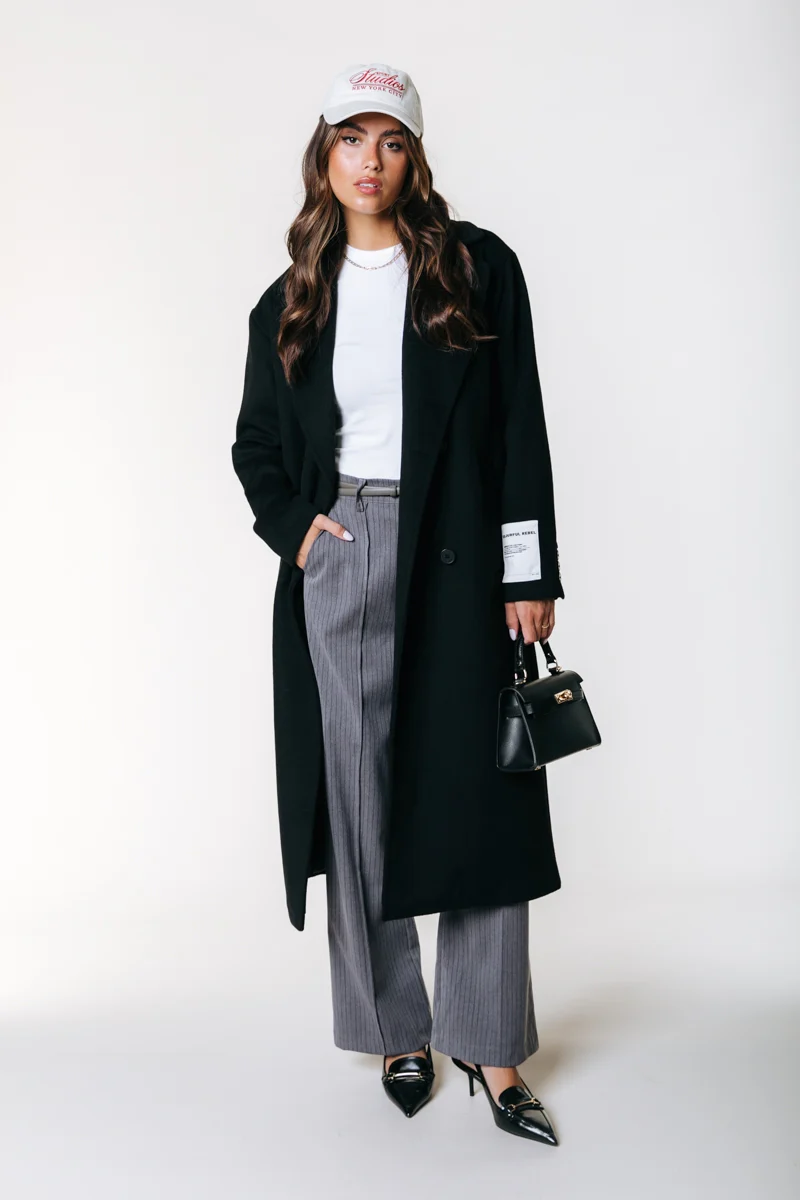 Rus Pinstripe Straight Pants | Grey - Image 4