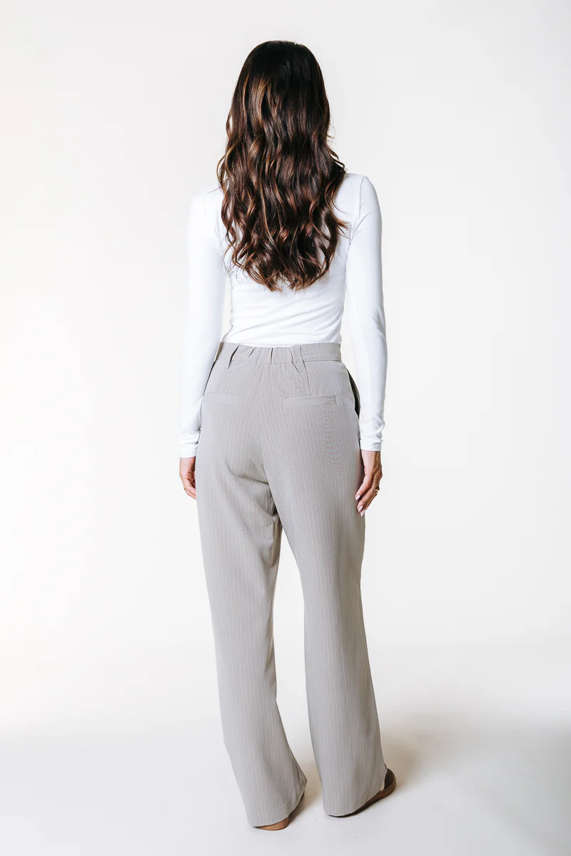Rus Pinstripe Straight Pants | Beige - Image 3