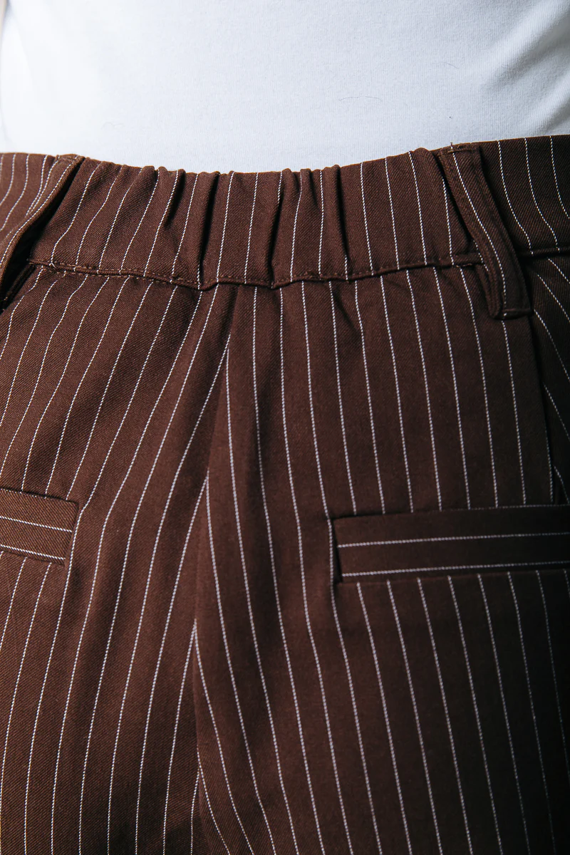 Rus Pinstripe Straight Pants | Brown - Image 6