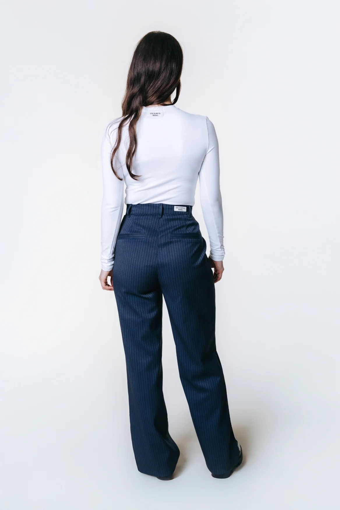 Rus Pinstripe Straight Pants | Dark blue - Image 3