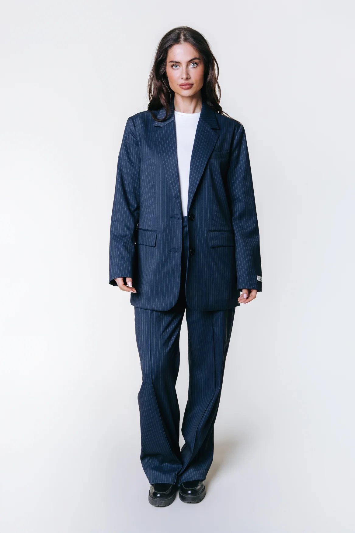 Rus Pinstripe Straight Pants | Dark blue - Image 6