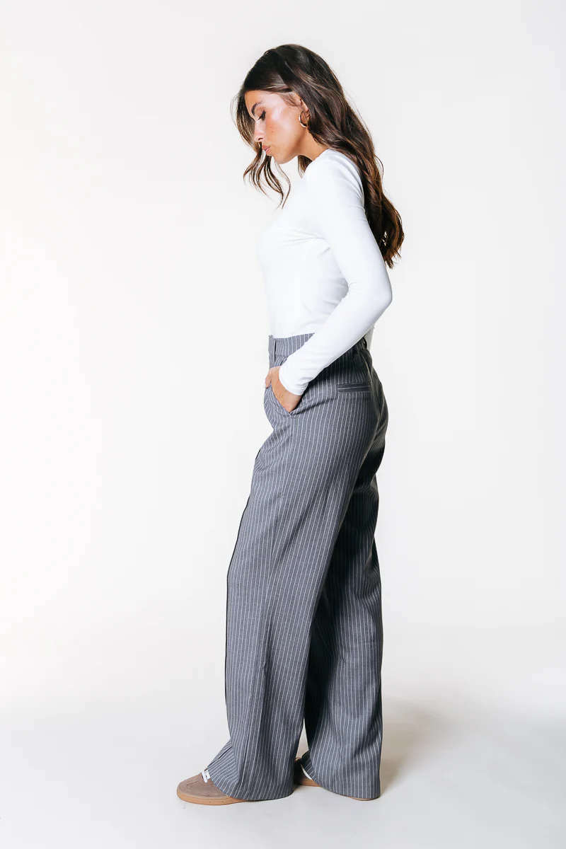Rus Pinstripe Straight Pants | Dark grey - Image 3