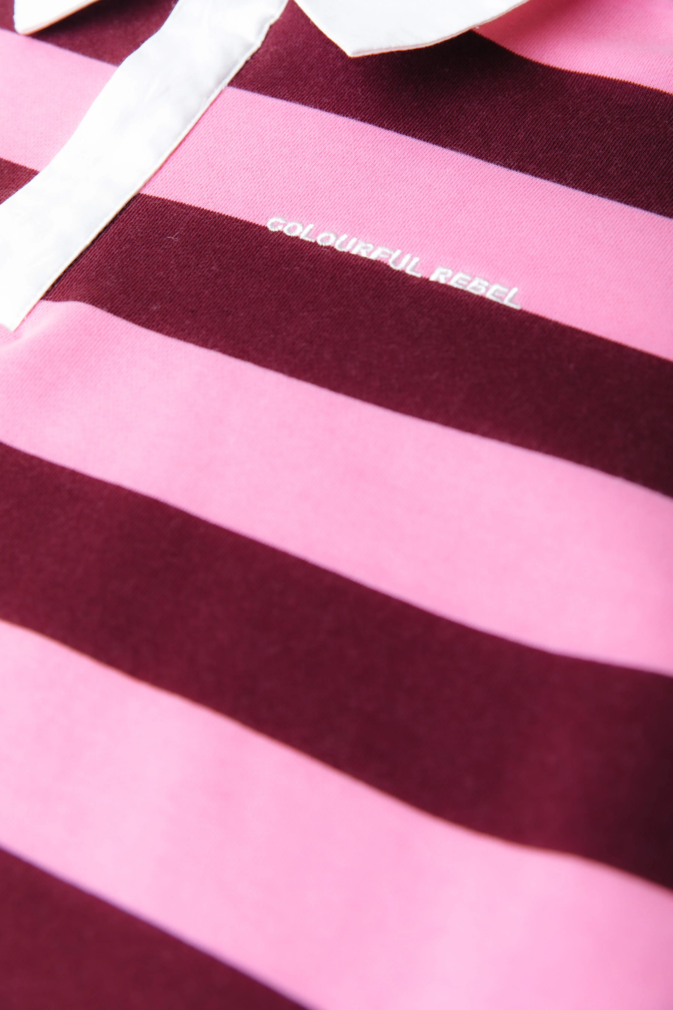 Skyler Striped Boyfriend Polo | Merlot Red - Image 6