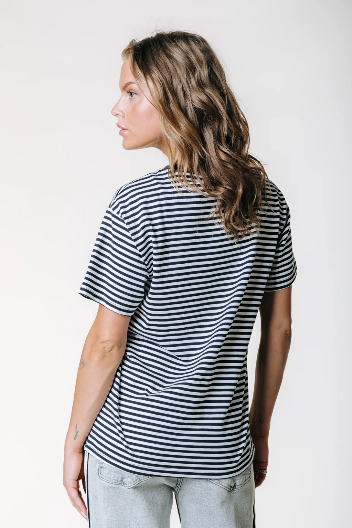 Striped Logo T-shirt | Deep blue - Image 3