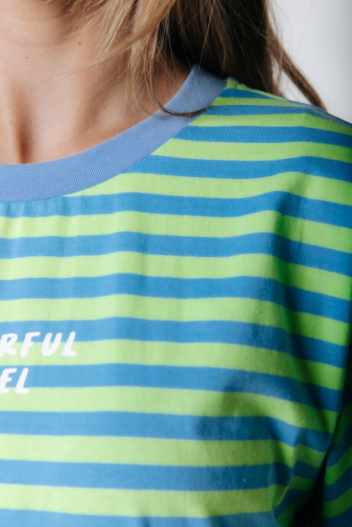 Striped Logo T-shirt | Green / Blue - Image 4