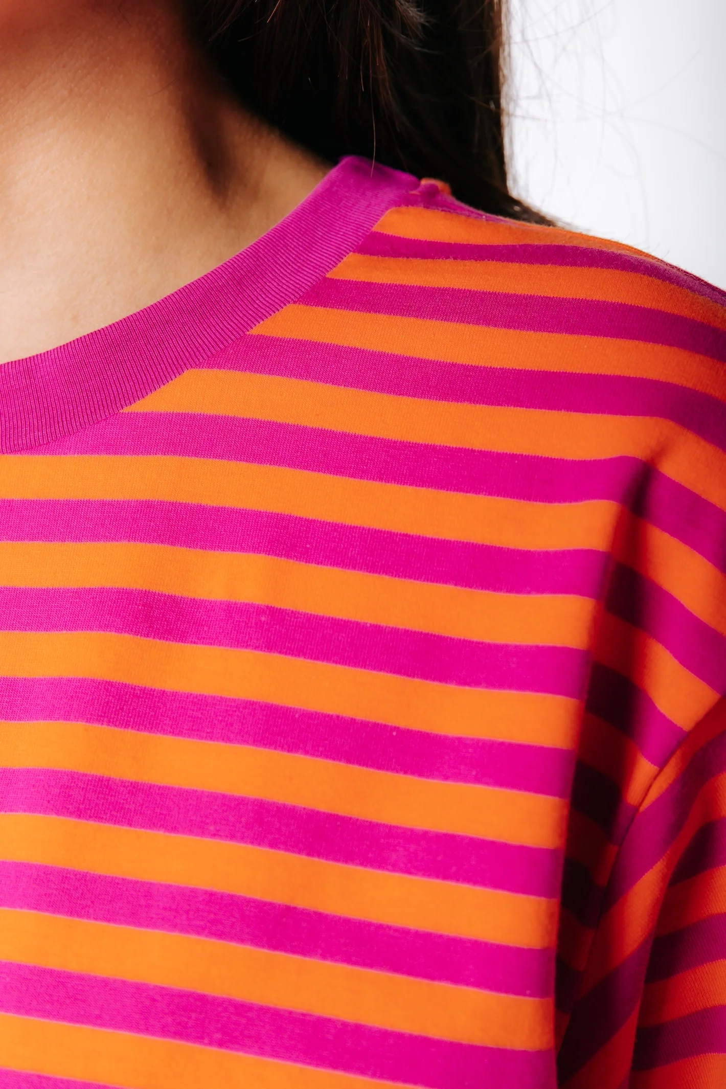 Striped Logo T-shirt | Orange / Pink - Image 3