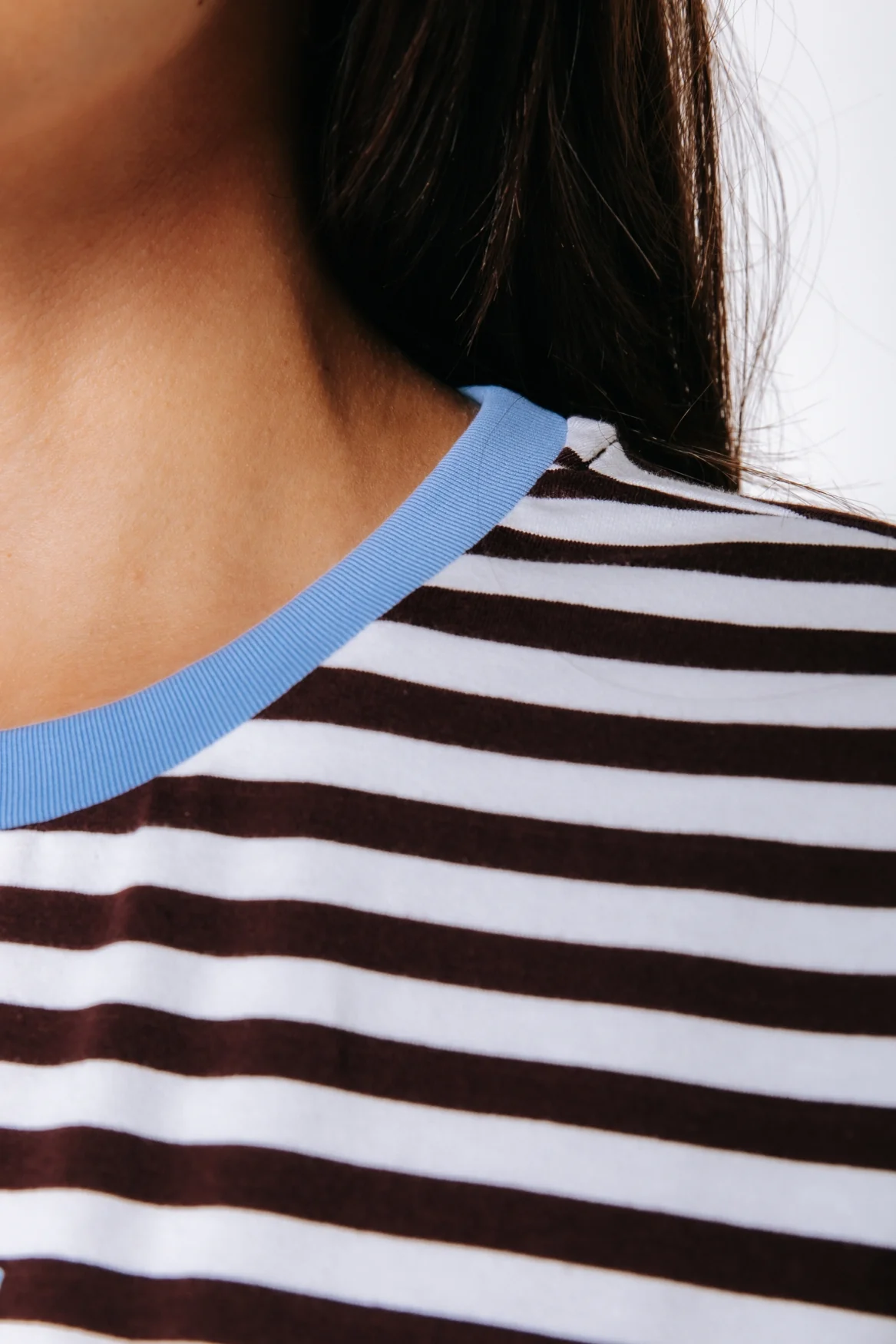 Striped Logo T-shirt | White/Brown - Image 3