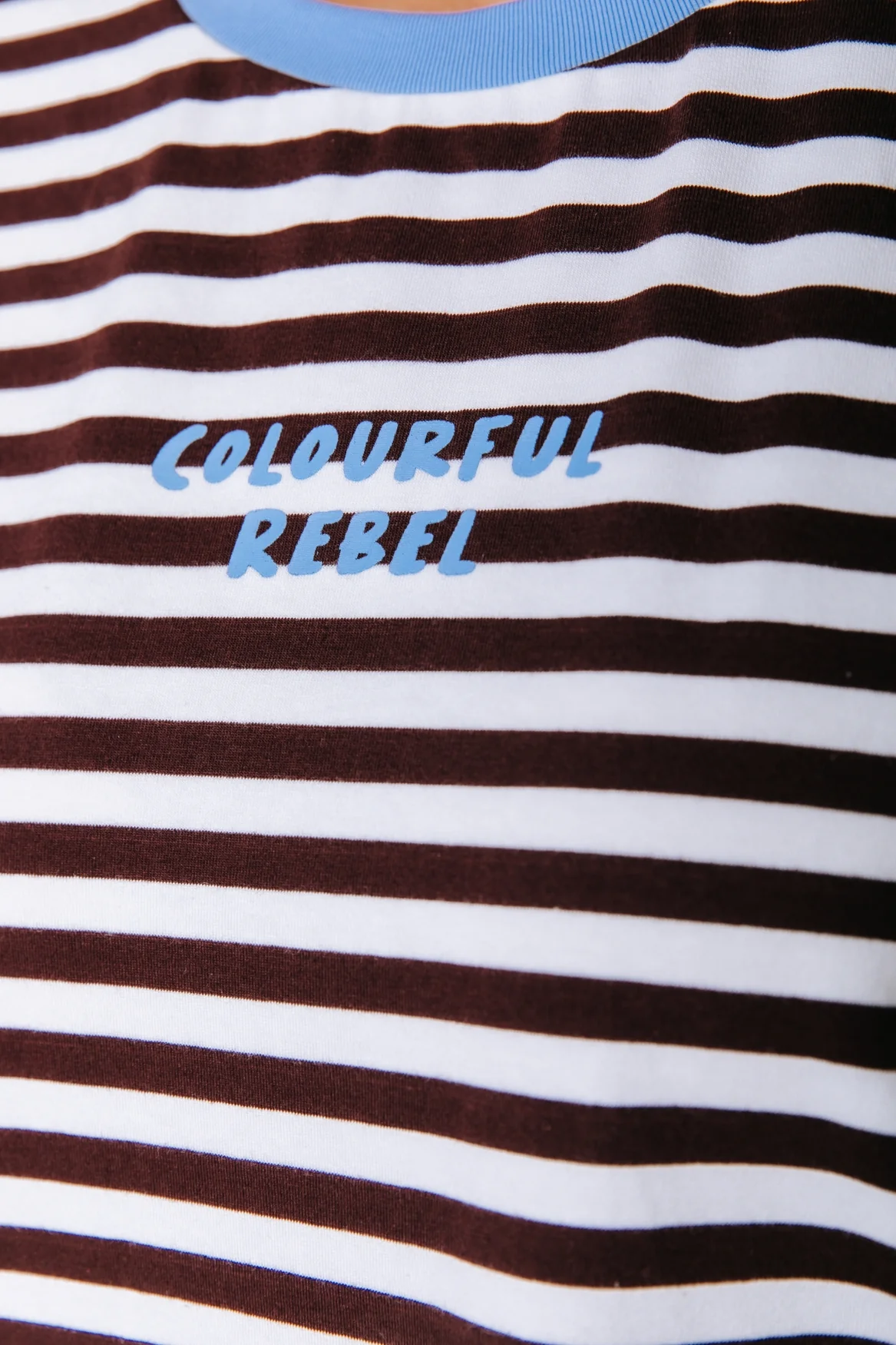 Striped Logo T-shirt | White/Brown - Image 4