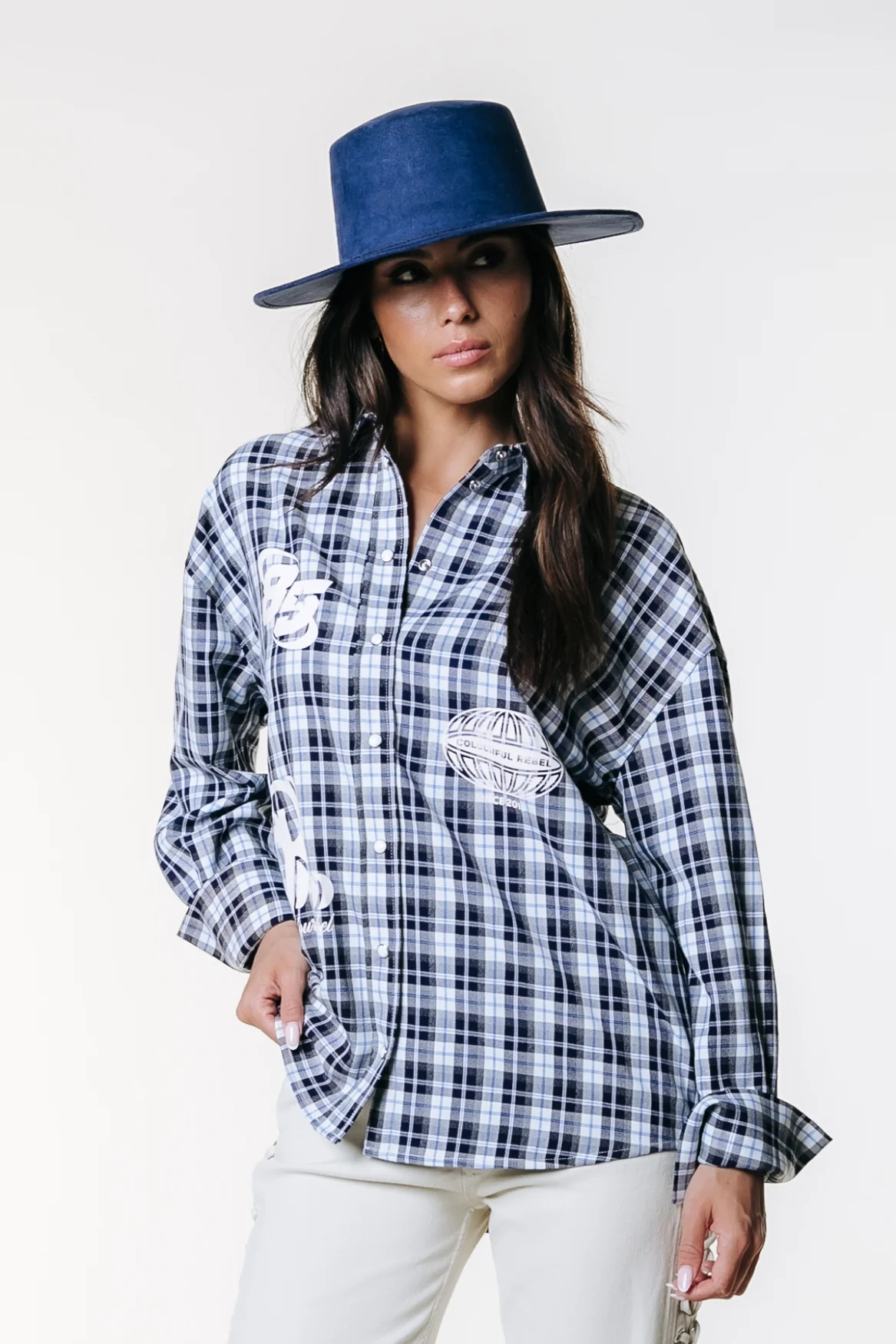 Talia Check Logo Blouse | Multicolor - Image 3