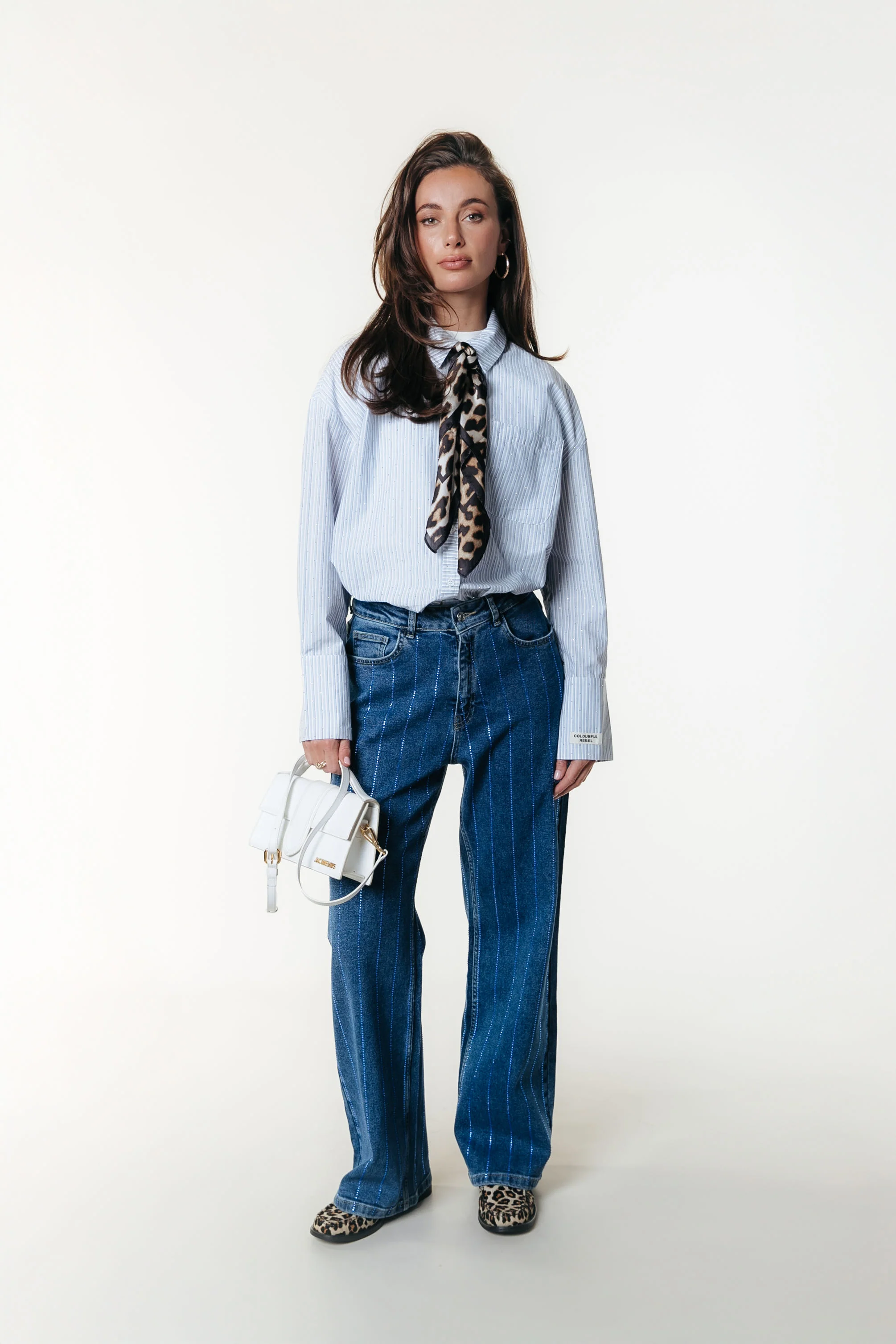 Talia Rhinestone Stripe Blouse | Light Blue - Image 4