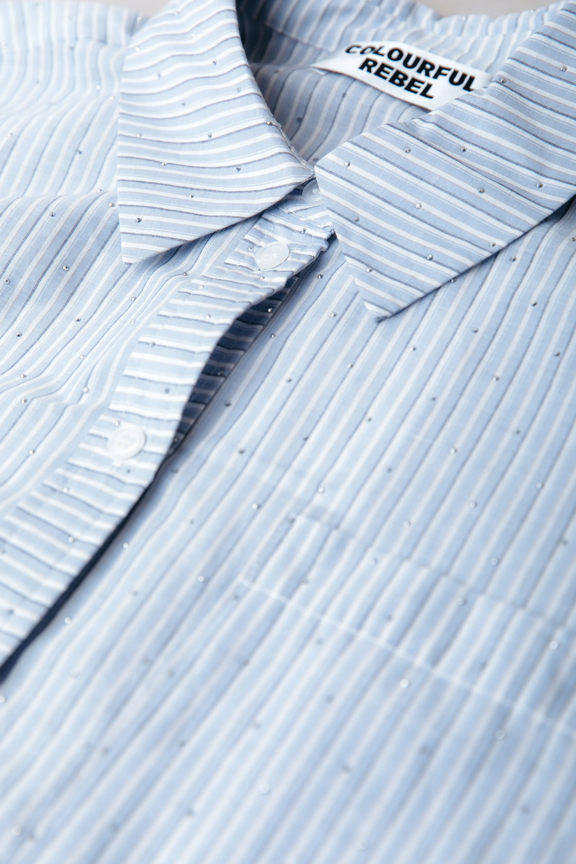 Talia Rhinestone Stripe Blouse | Light Blue - Image 5