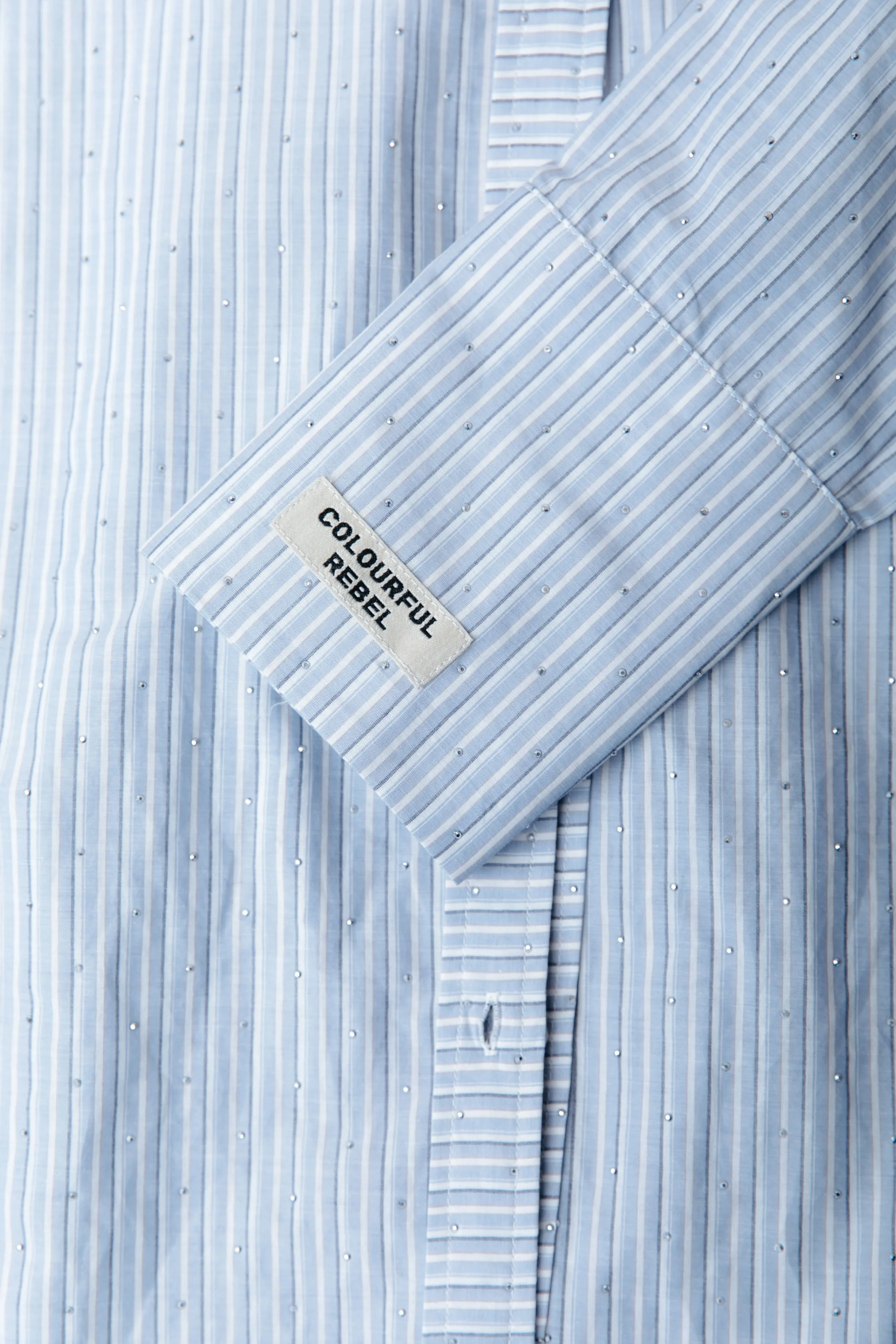 Talia Rhinestone Stripe Blouse | Light Blue - Image 6