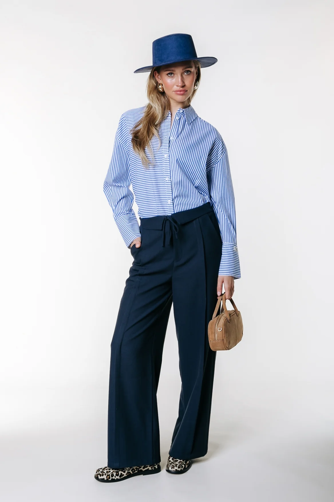 Talia Striped Blouse | White/ Blue - Image 5