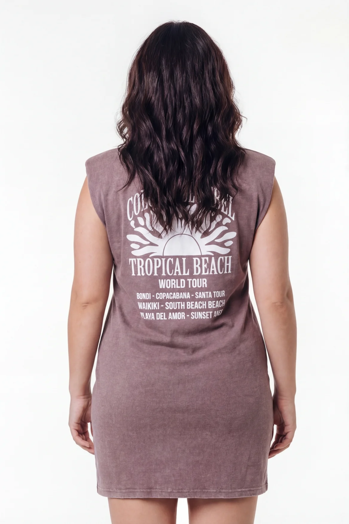 Tropcial Beach Padded Dress | Warm Brown