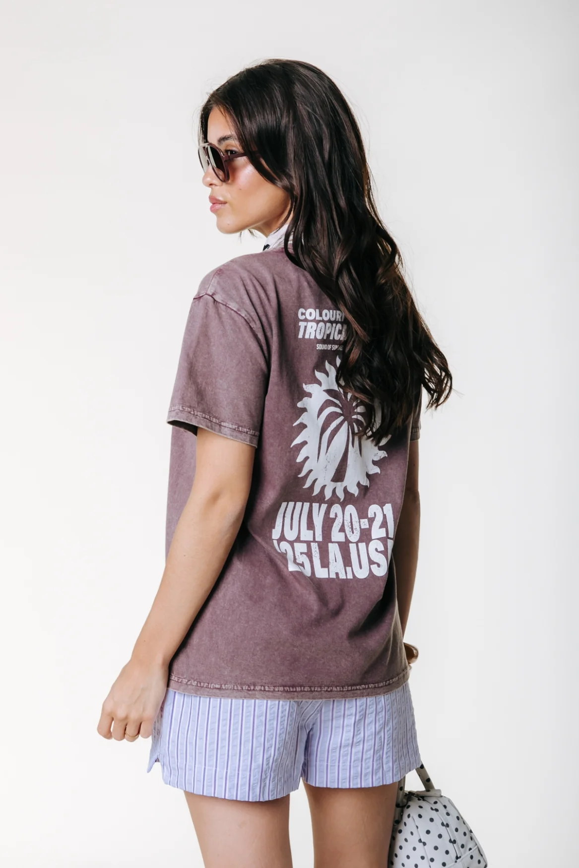 Beach Tour Acid Wash T-shirt | Warm Brown