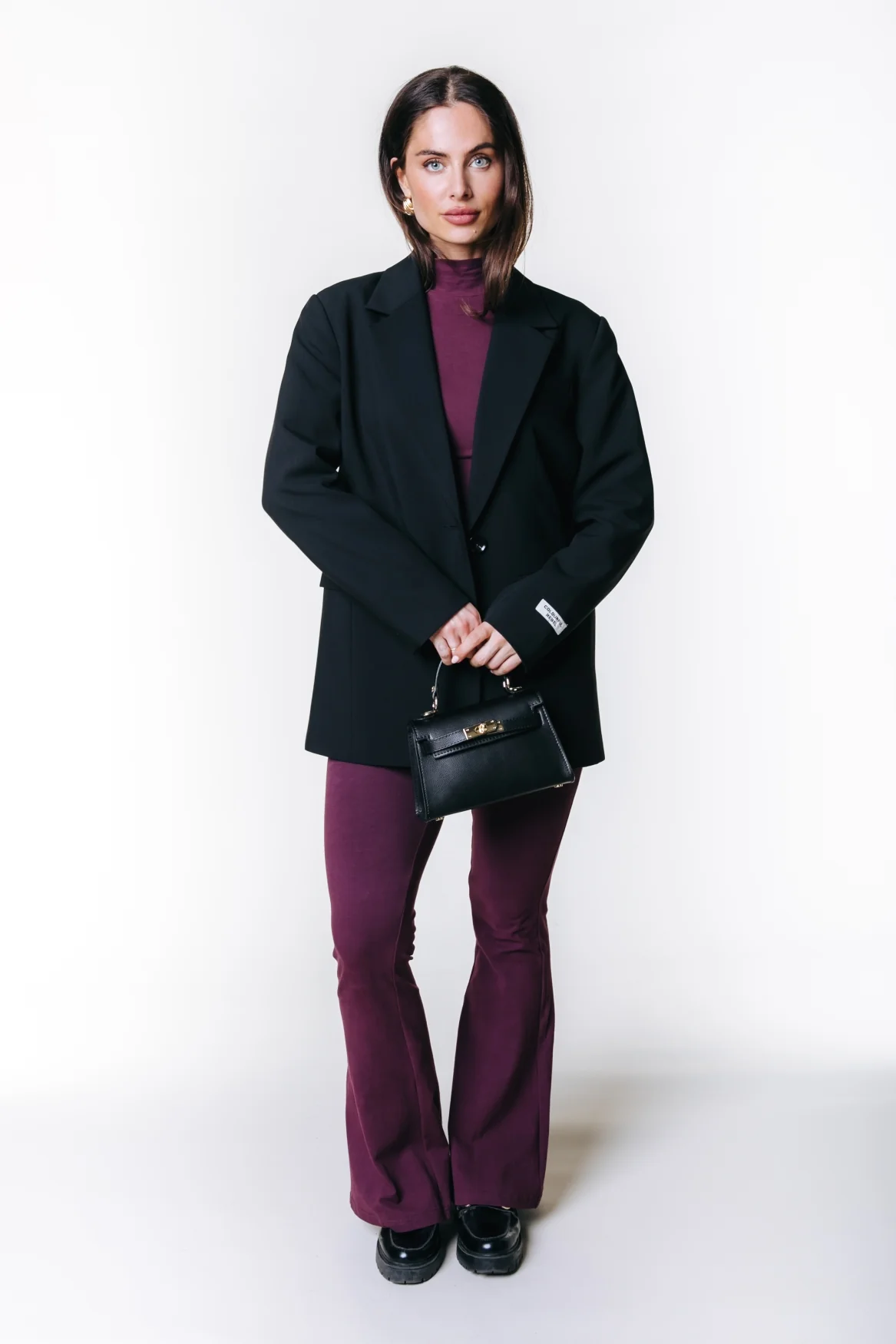 Fitted Flare Pants | Merlot Red - Image 4