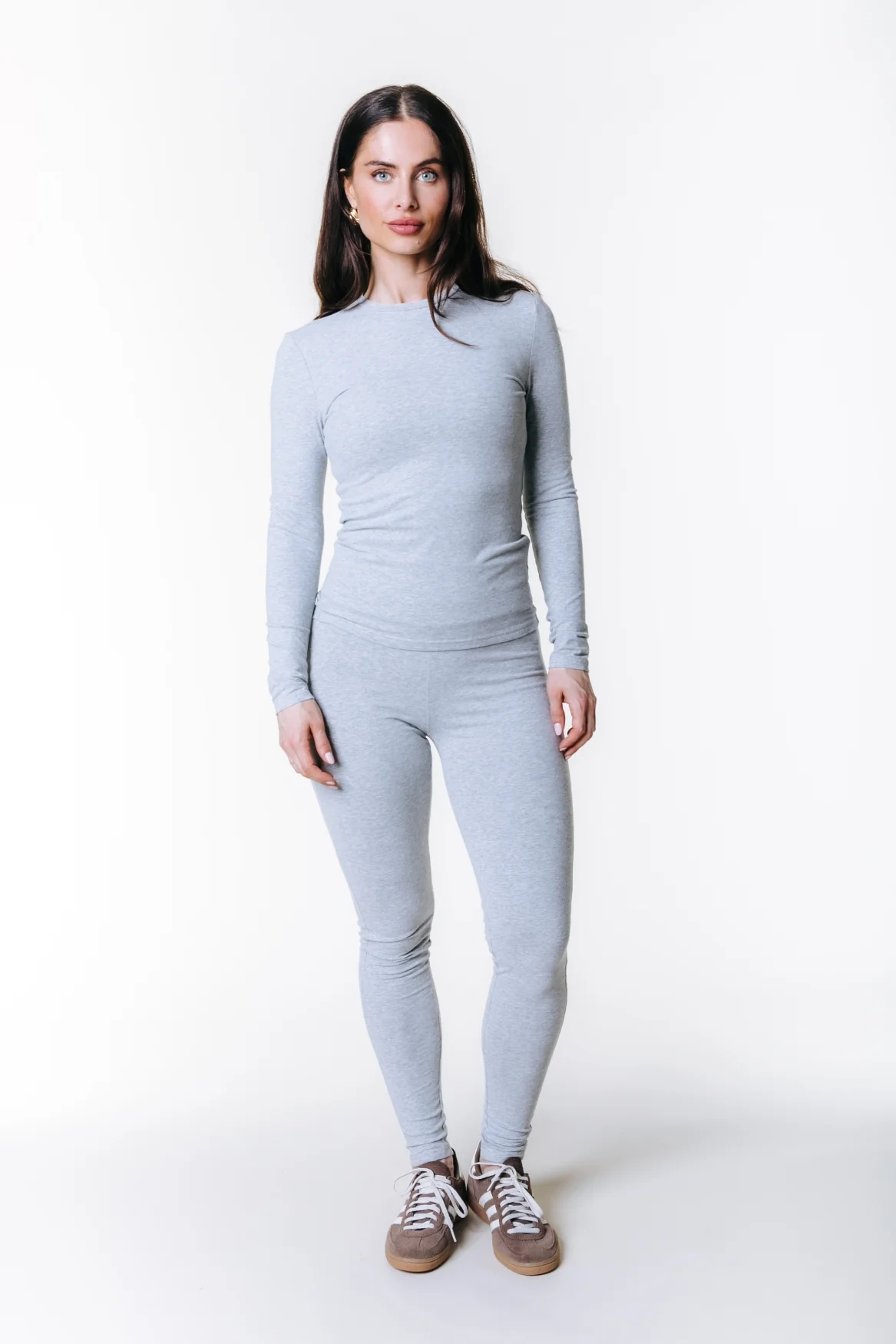 Fitted Longsleeve Top | Medium grey melange - Image 3