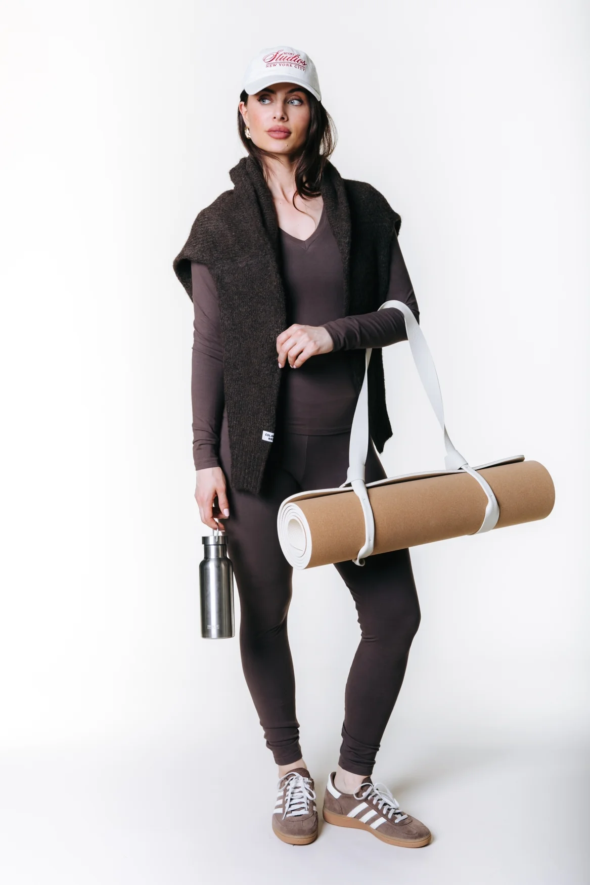 Fitted Longsleeve V-neck Top | Brown - Image 4