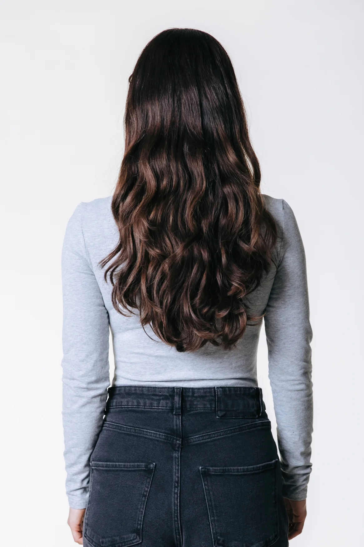 Fitted Longsleeve V-neck Top | Medium grey melange - Image 5