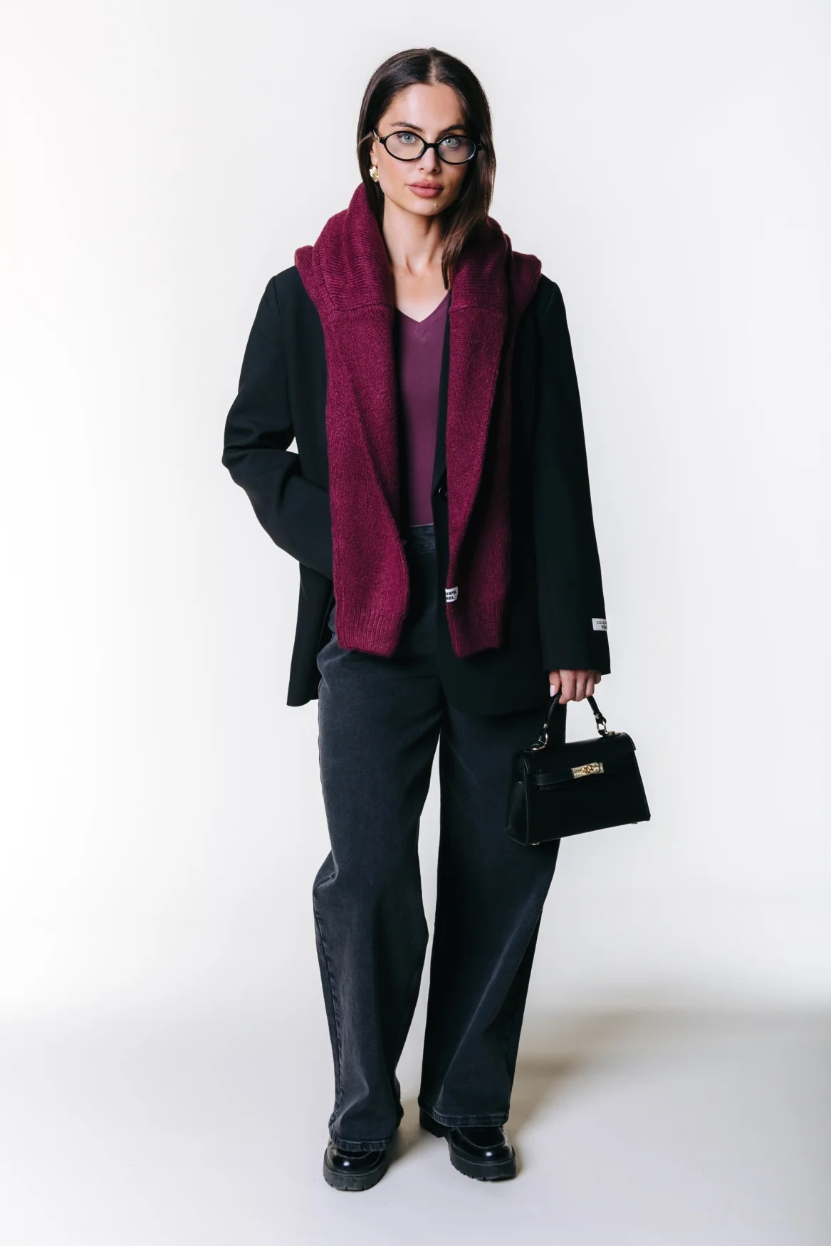 Fitted Longsleeve V-neck Top | Merlot Red - Image 4