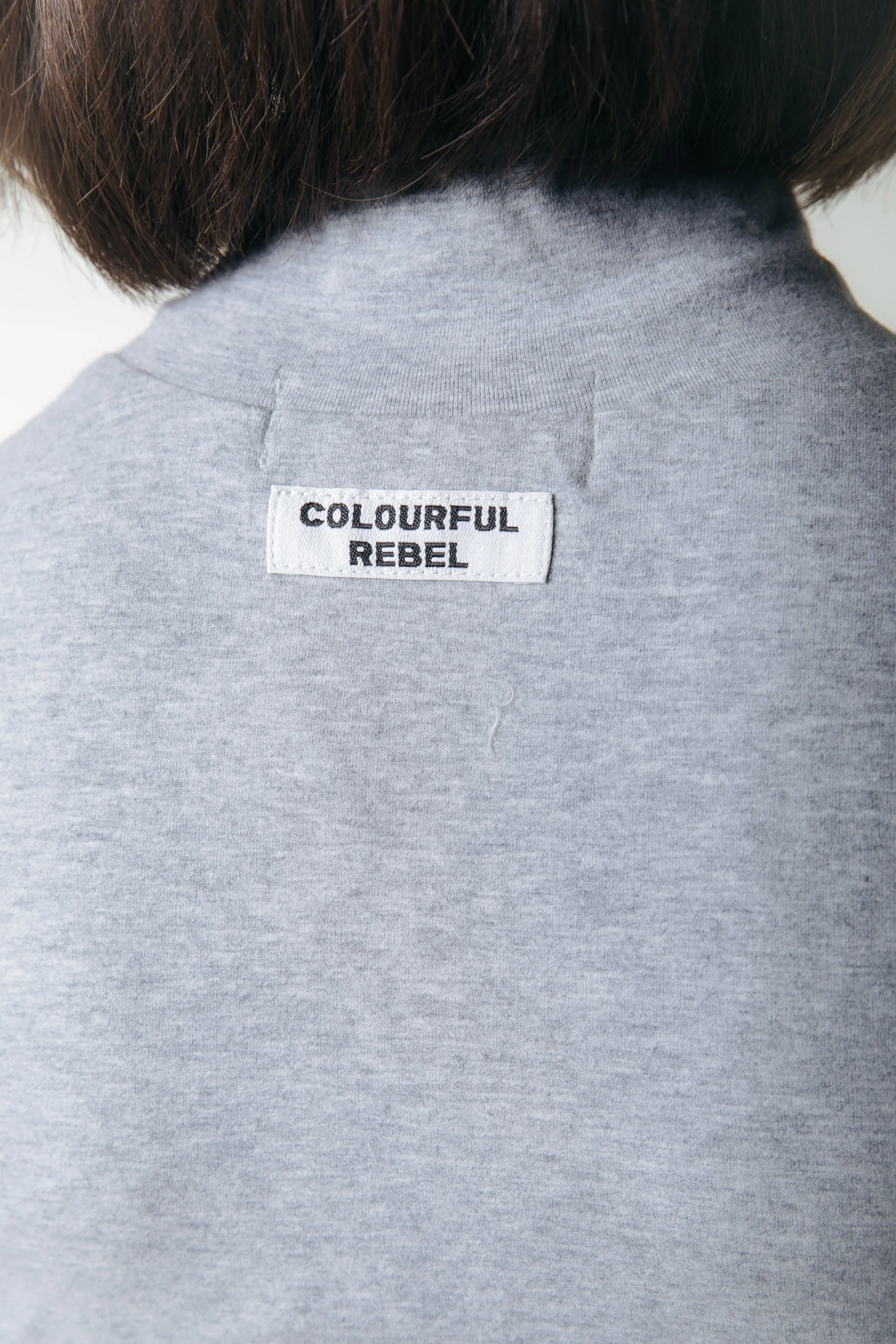 Fitted Turtleneck Top | Medium grey melange - Image 5