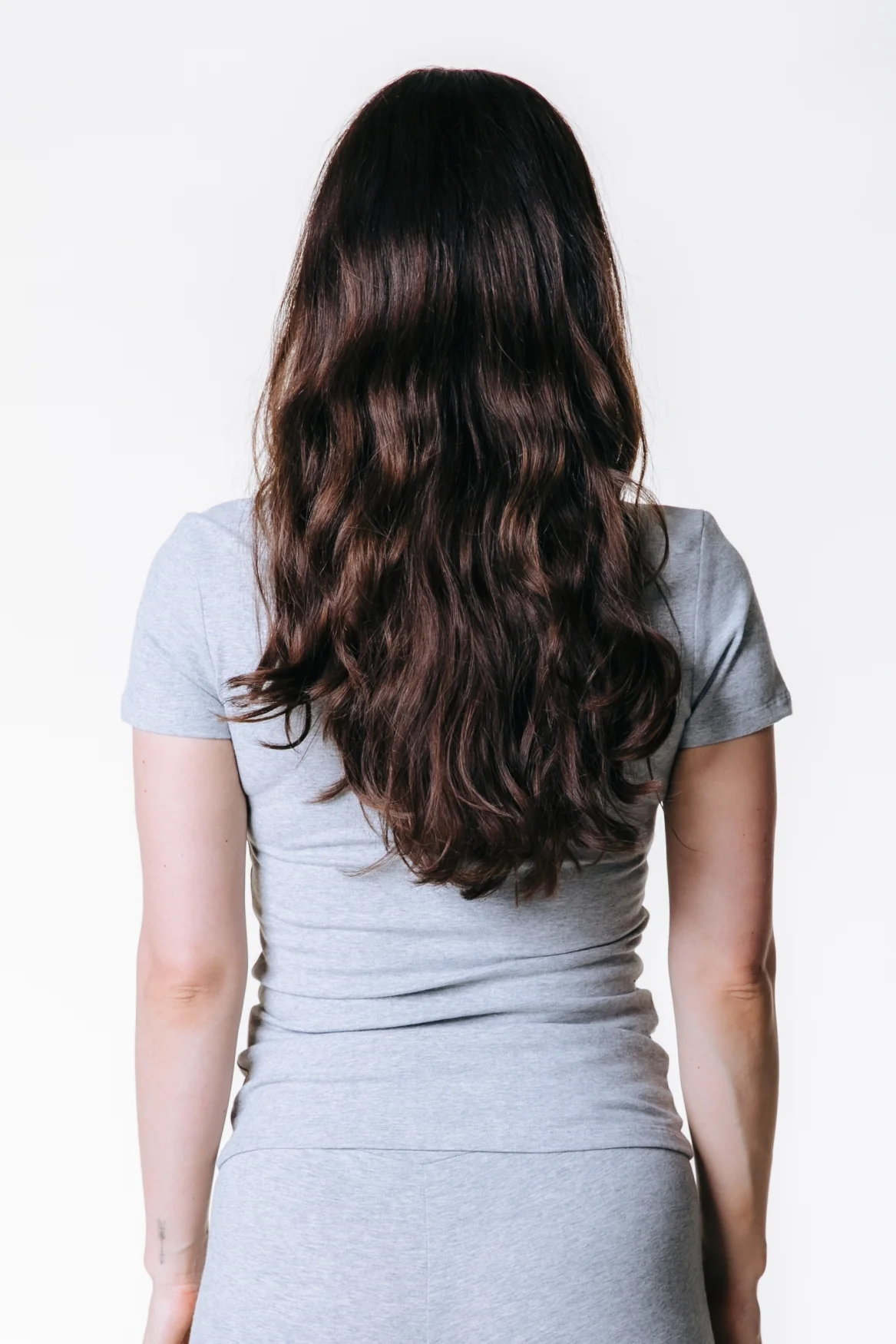Fitted V-neck T-shirt | Medium grey melange - Image 3