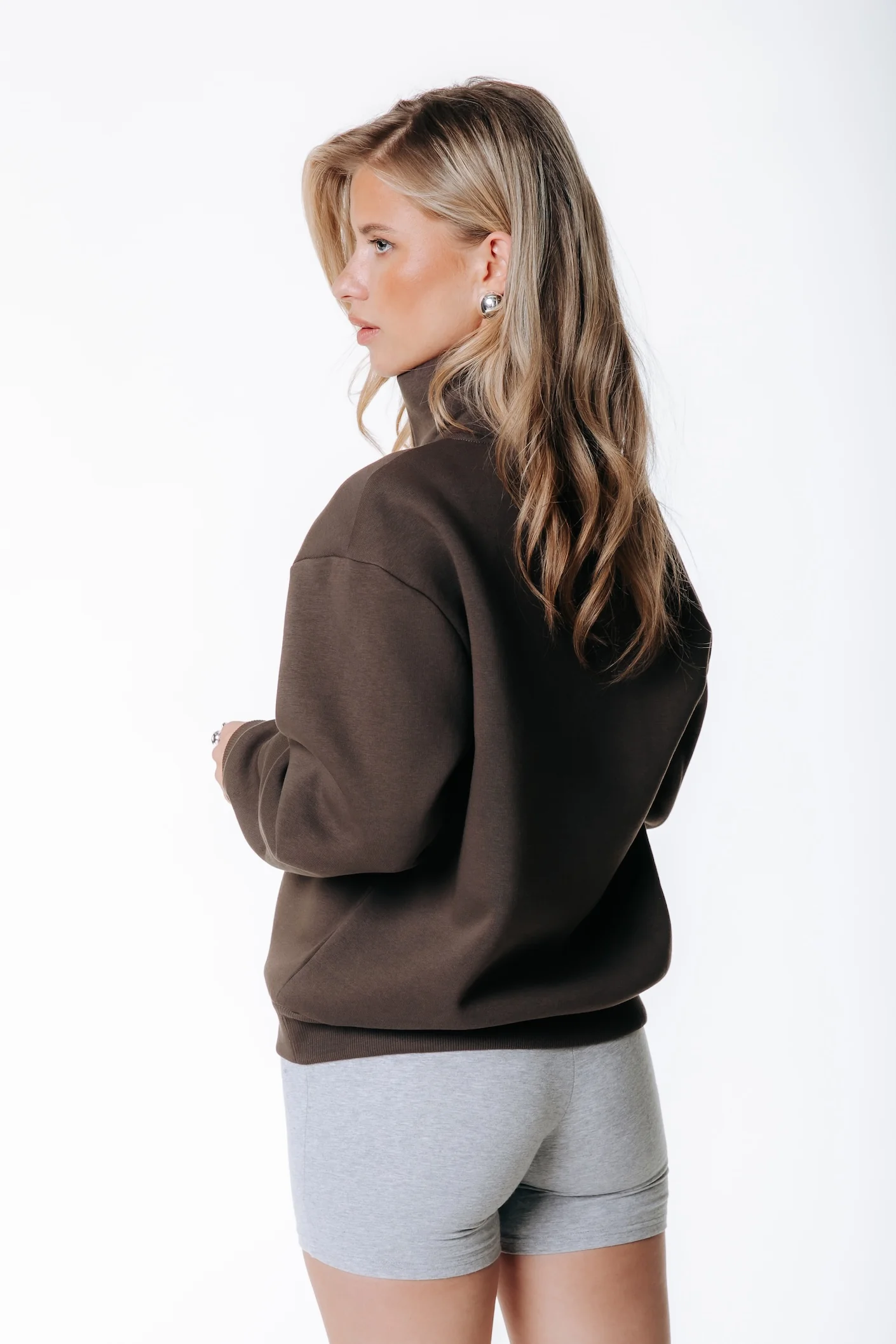 Label Zip Sweat | Brown - Image 3