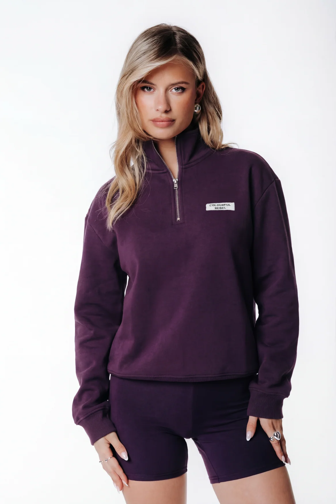 Label Zip Sweat | Dark purple