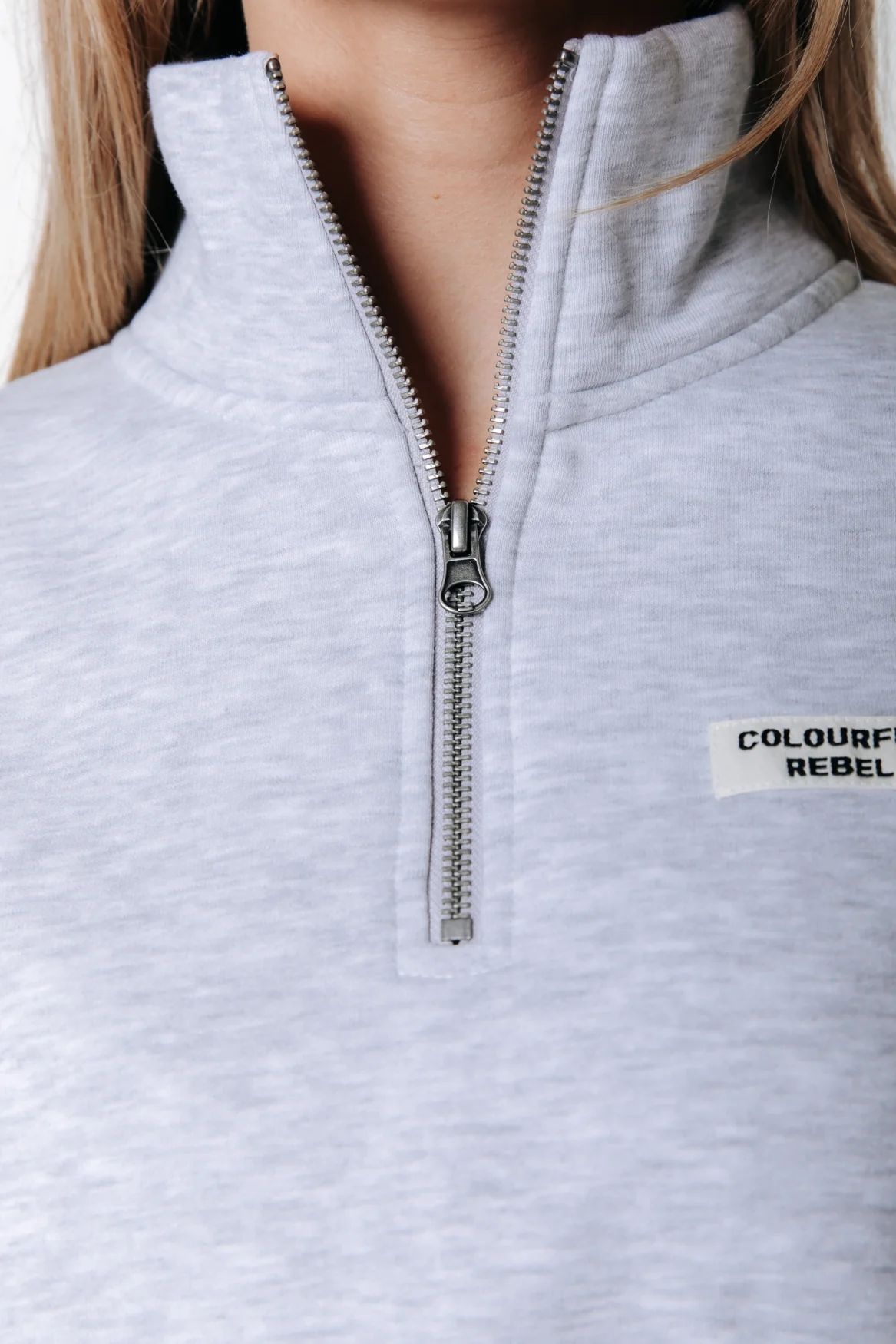 Label Zip Sweat | Light grey melange - Image 2