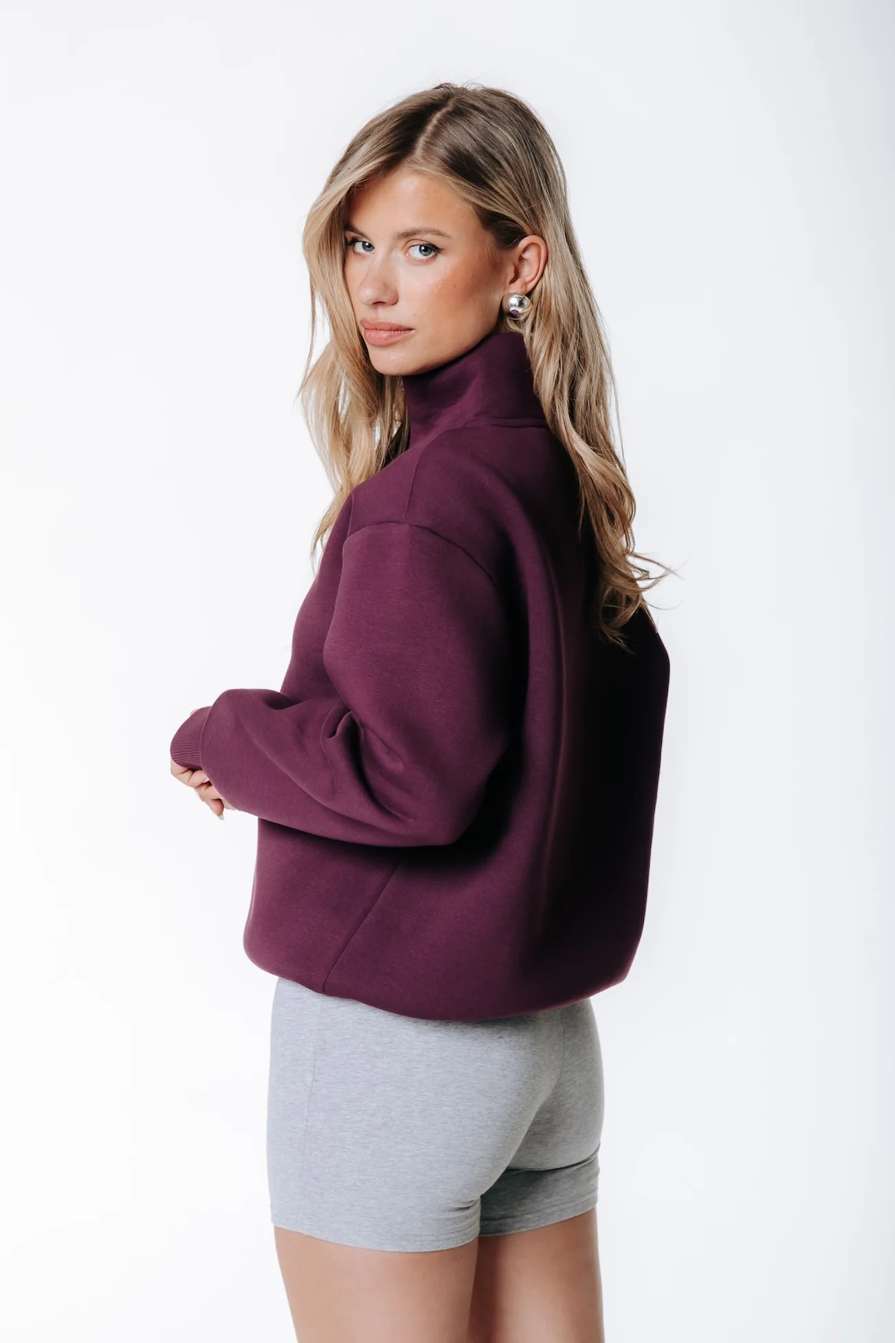 Label Zip Sweat | Merlot Red - Image 3