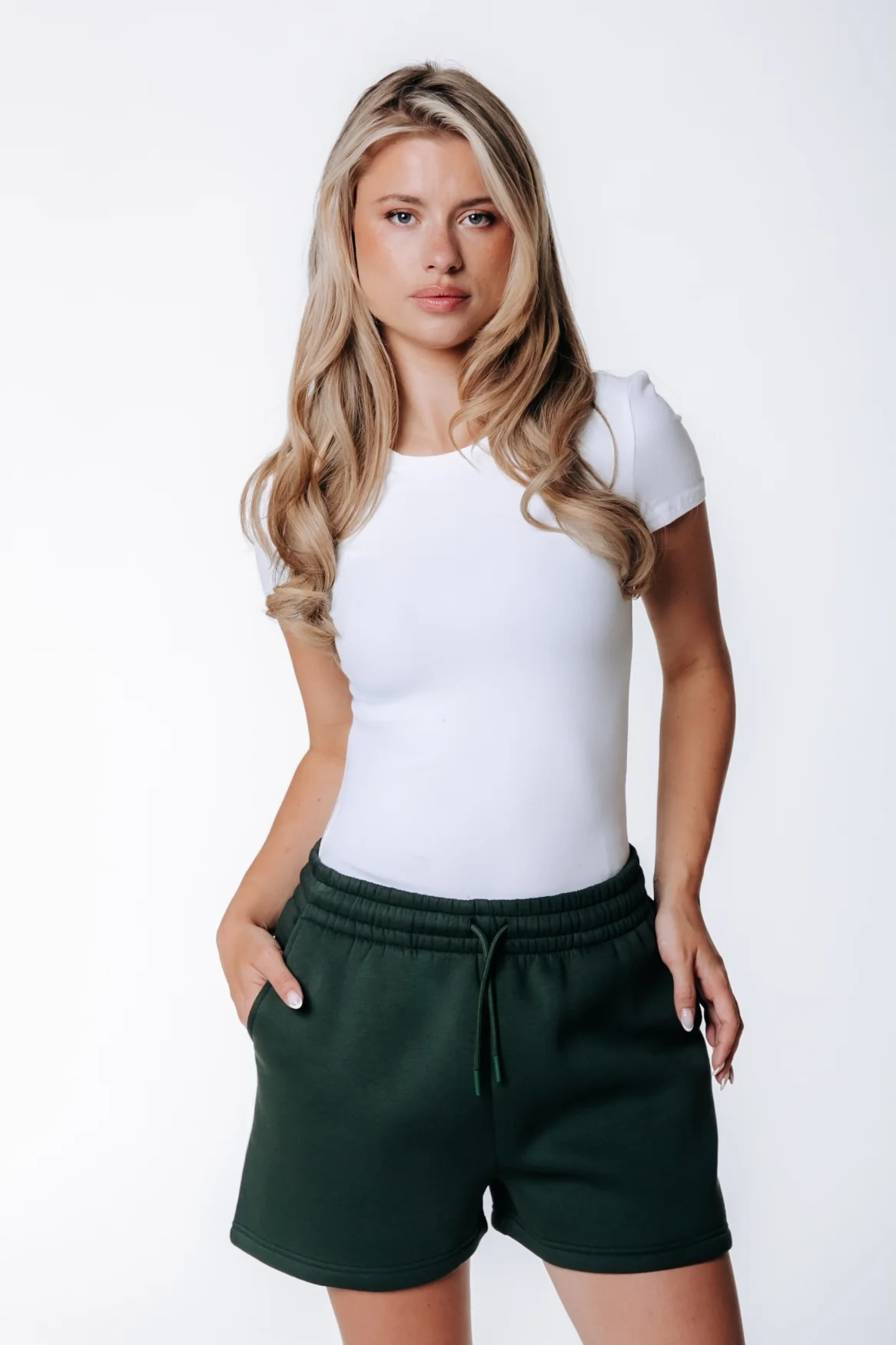 Label Sweatshorts | Dark green