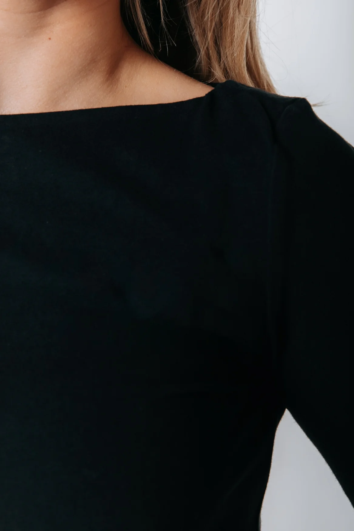 Fitted Boatneck Top | Black - Image 3
