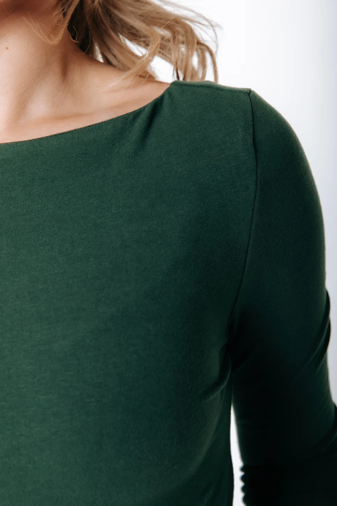 Fitted Boatneck Top | Dark green - Image 3