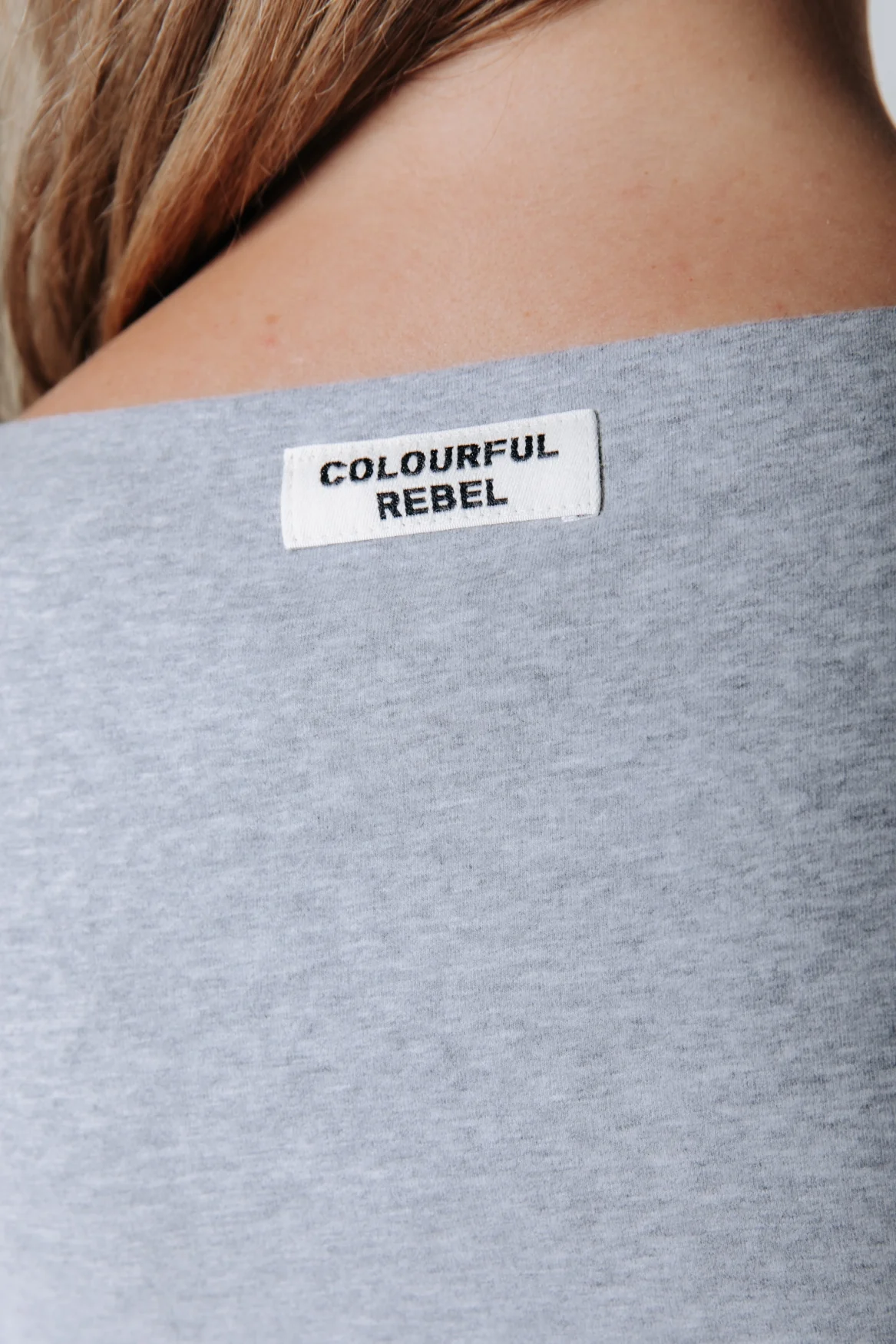 Fitted Boatneck Top | Medium grey melange - Image 3