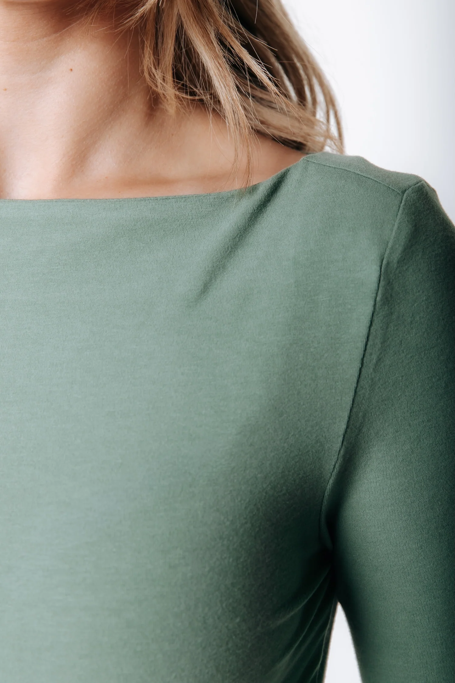 Fitted Boatneck Top | Olive Green - Image 4