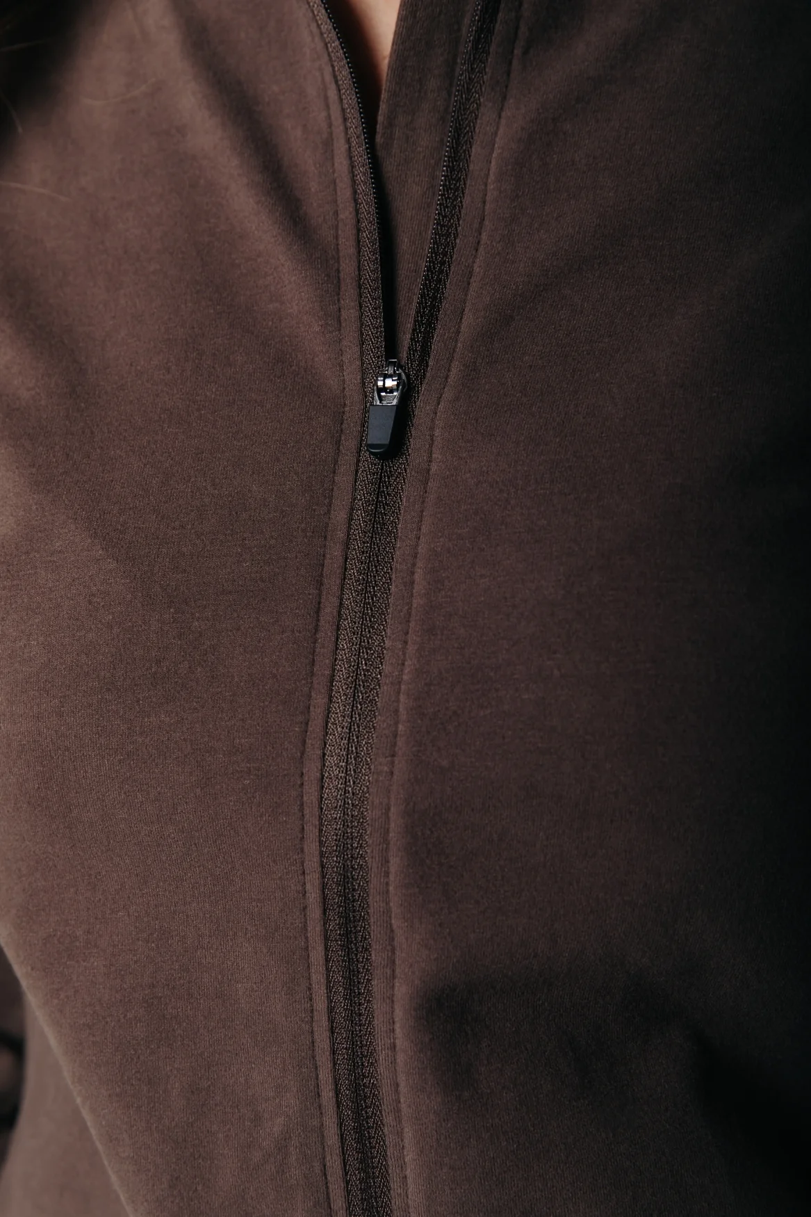 Fitted Full Zip Top | Brown - Image 4