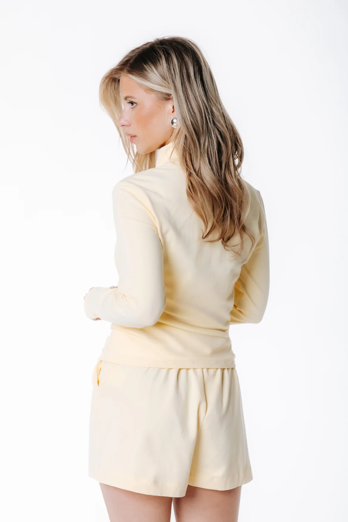 Fitted Full Zip Top | Soft yellow - Image 4