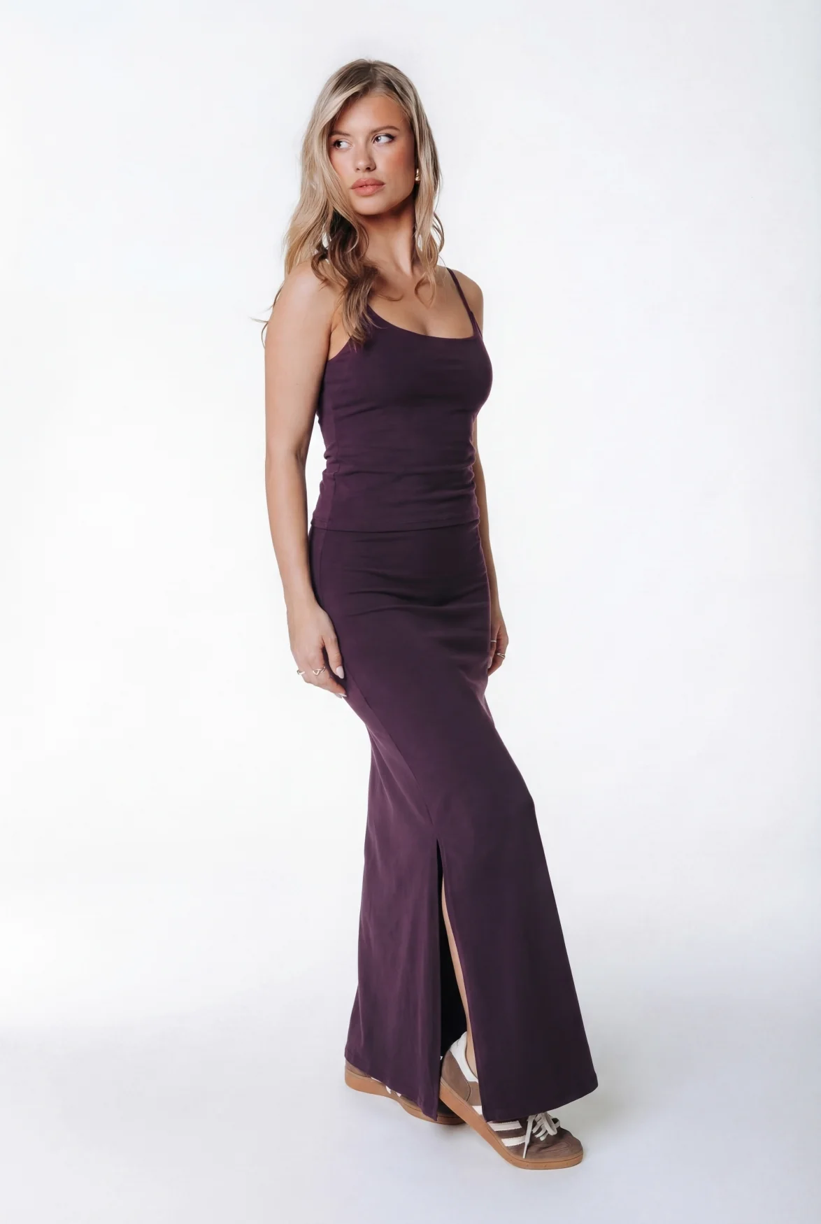 Fitted Maxi Skirt | Dark purple - Image 3