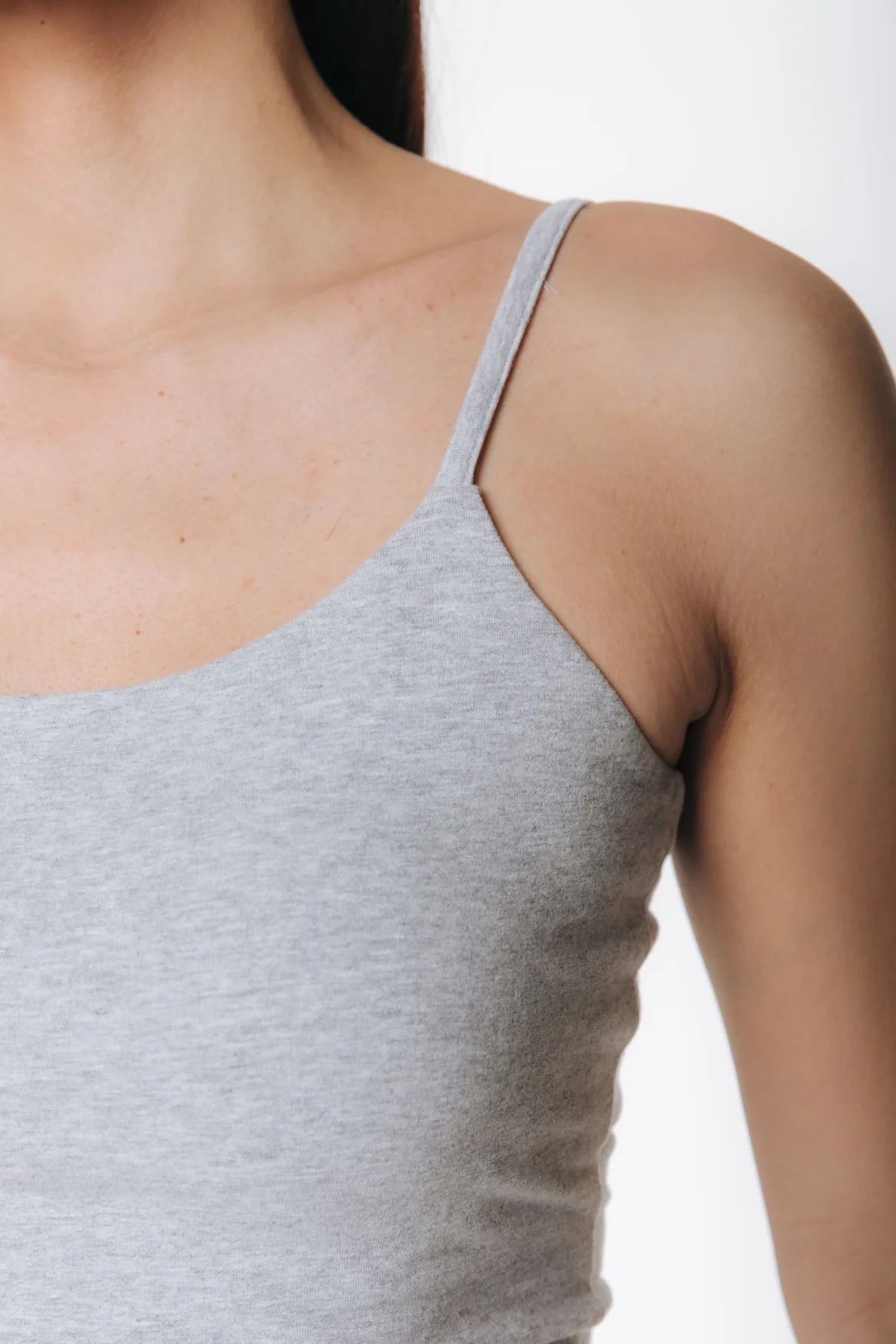 Fitted Strap Top | Medium grey melange - Image 4