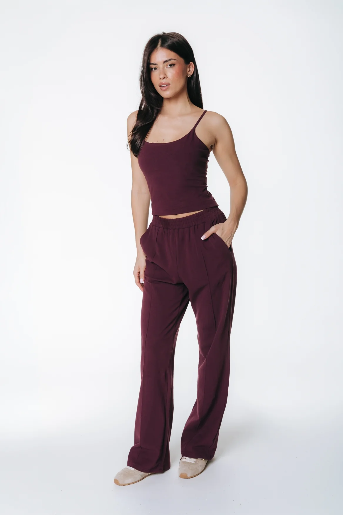 Fitted Strap Top | Merlot Red - Image 3