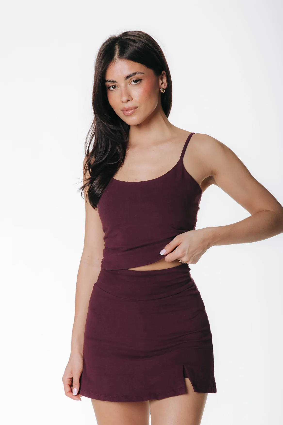 Fitted Strap Top | Merlot Red - Image 4