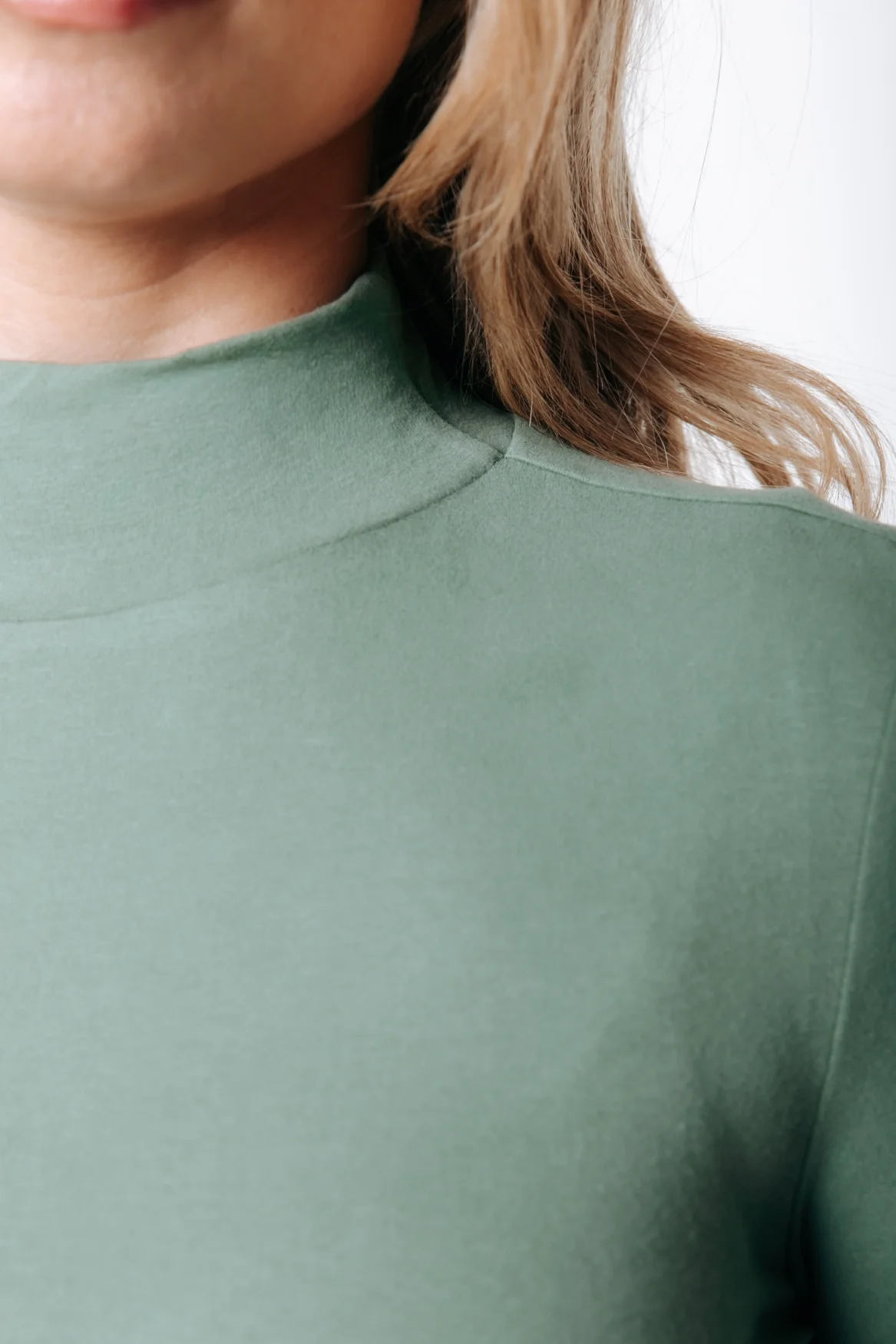 Fitted Turtleneck Top | Olive Green - Image 4