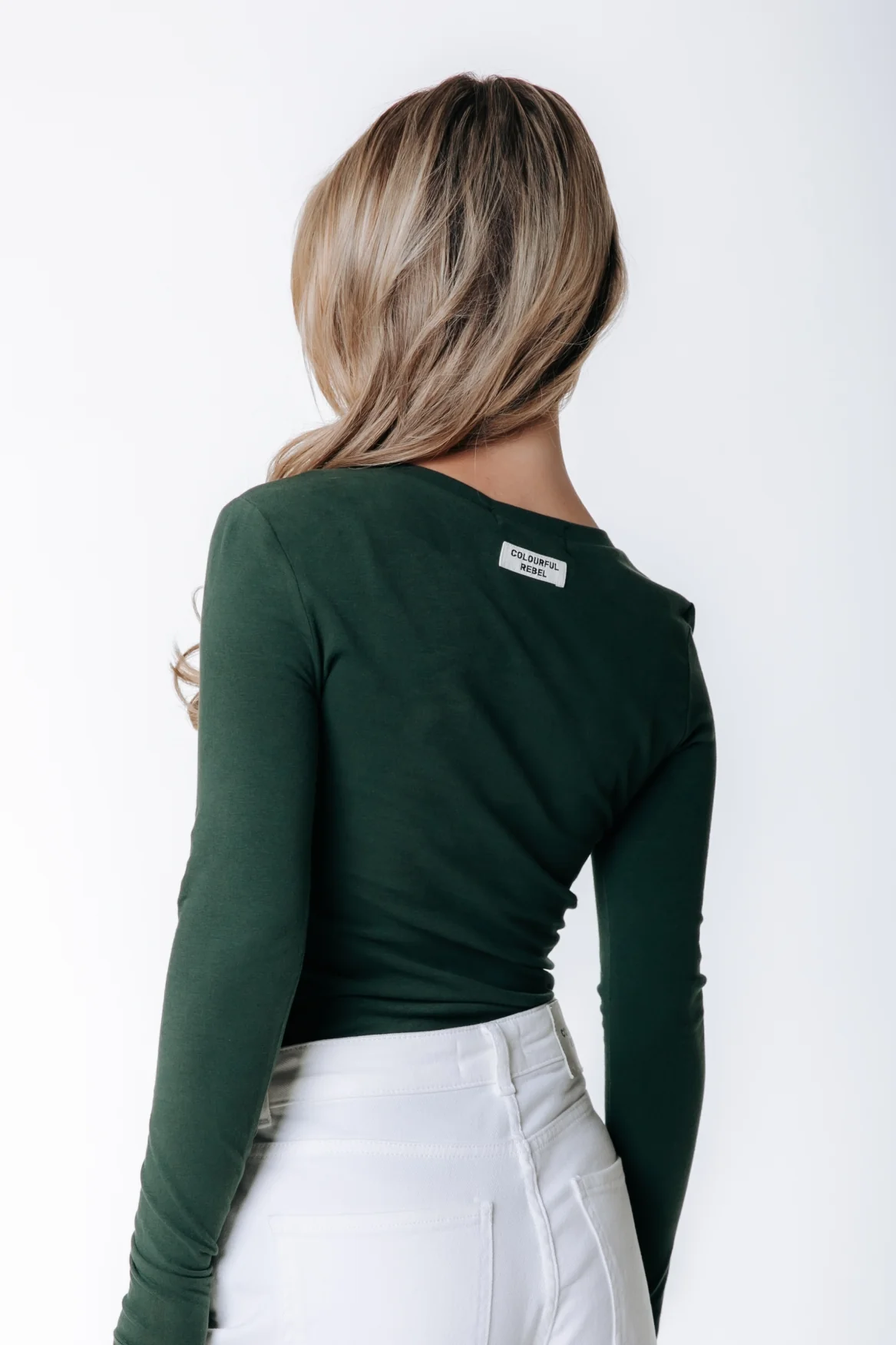 Fitted Wideneck Top | Dark green - Image 2
