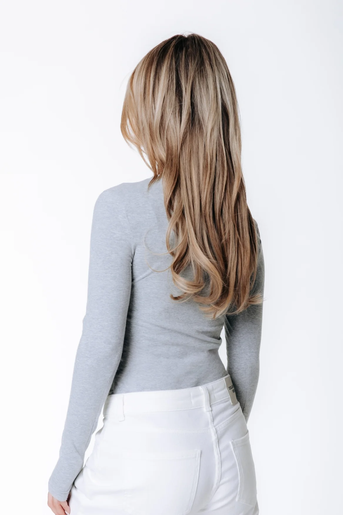 Fitted Wideneck Top | Medium grey melange - Image 2