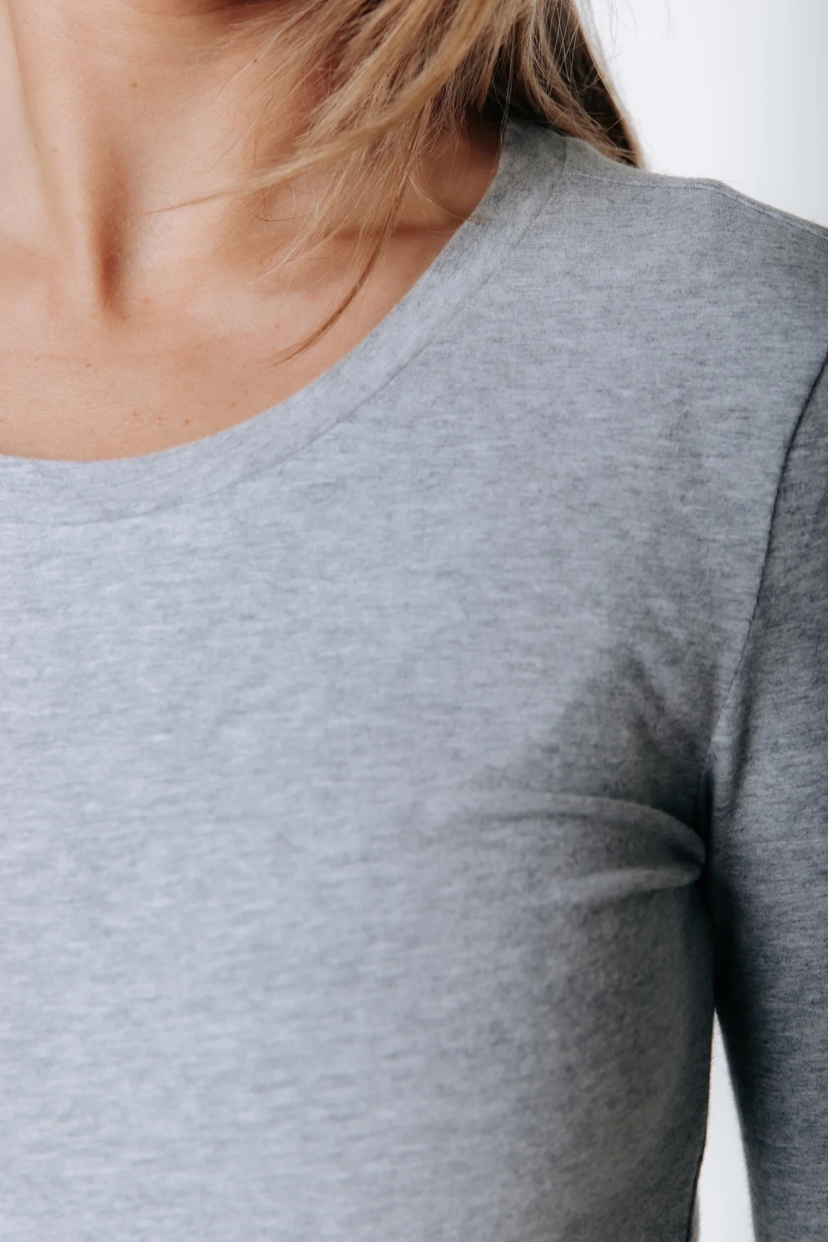 Fitted Wideneck Top | Medium grey melange - Image 3