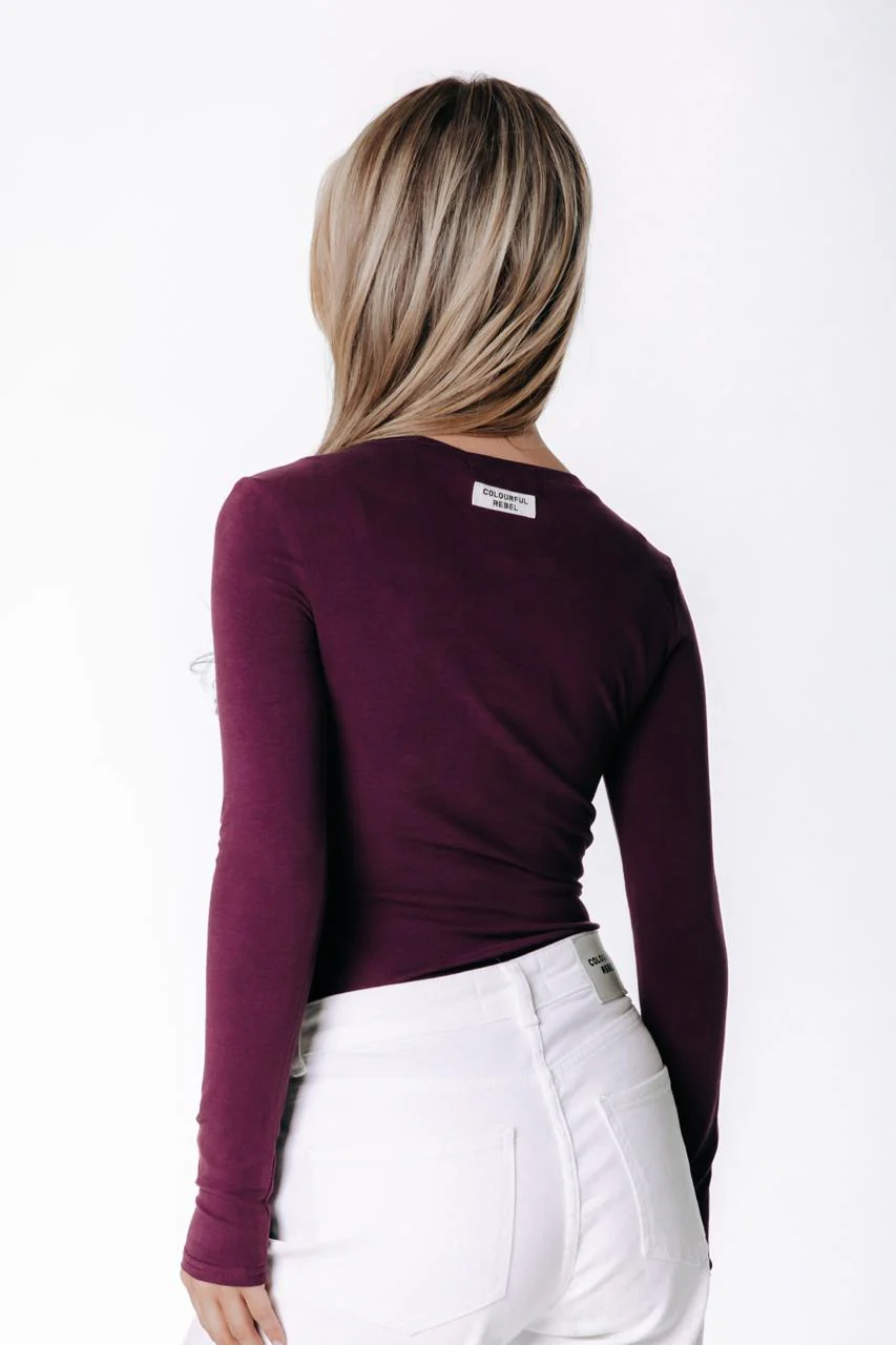 Fitted Wideneck Top | Merlot Red - Image 2