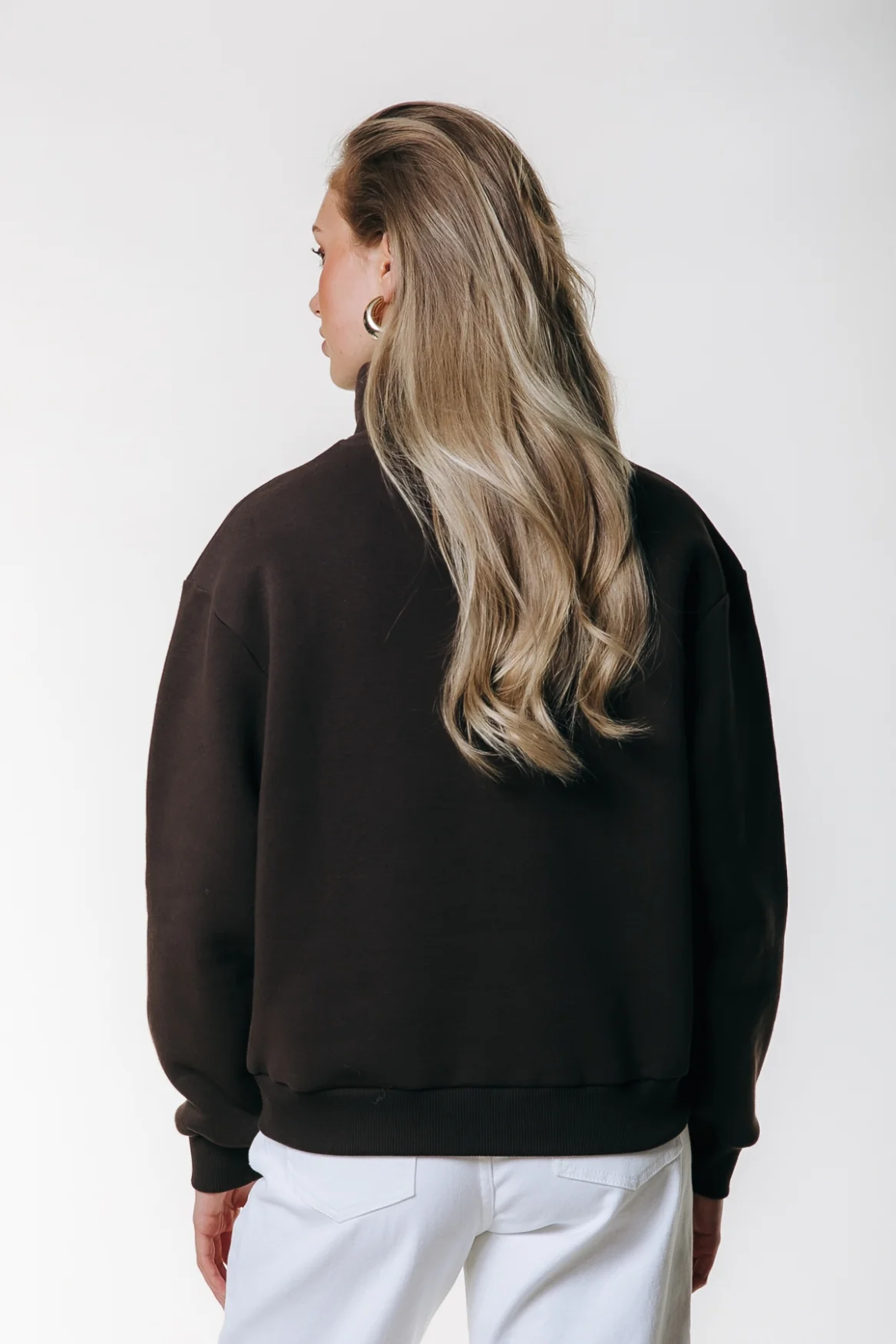 Logo Wave Zip Sweat | Brown - Image 3