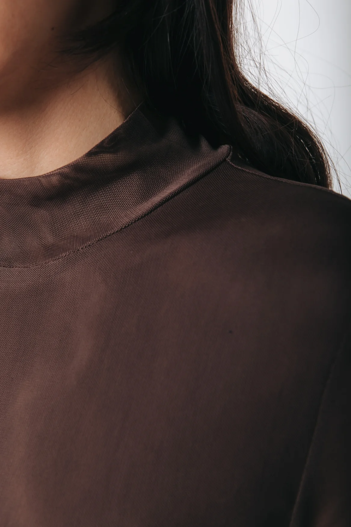 Mesh Turtleneck Top | Brown - Image 4