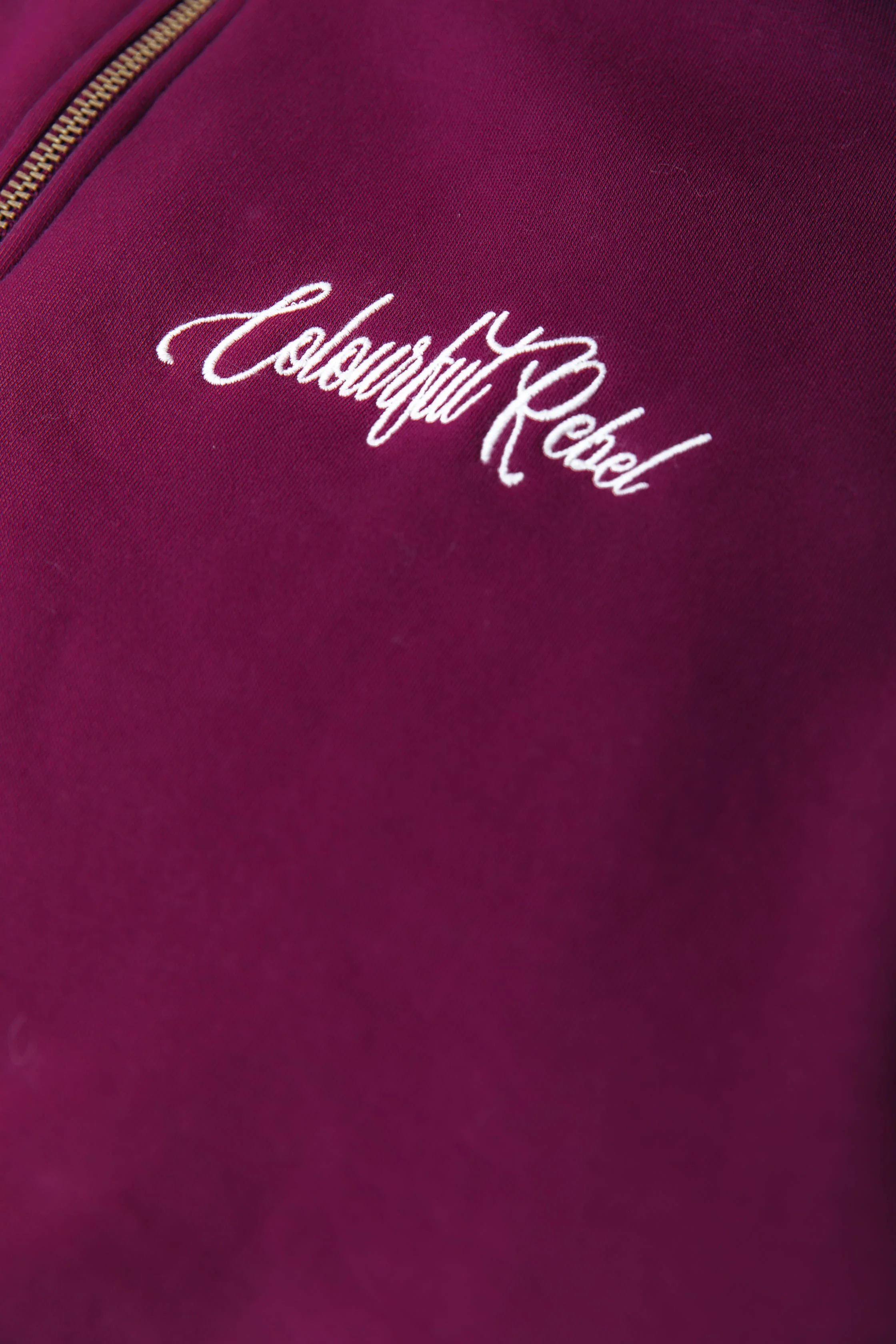 Striped Cuff Zip Sweat | Merlot Red - Image 4